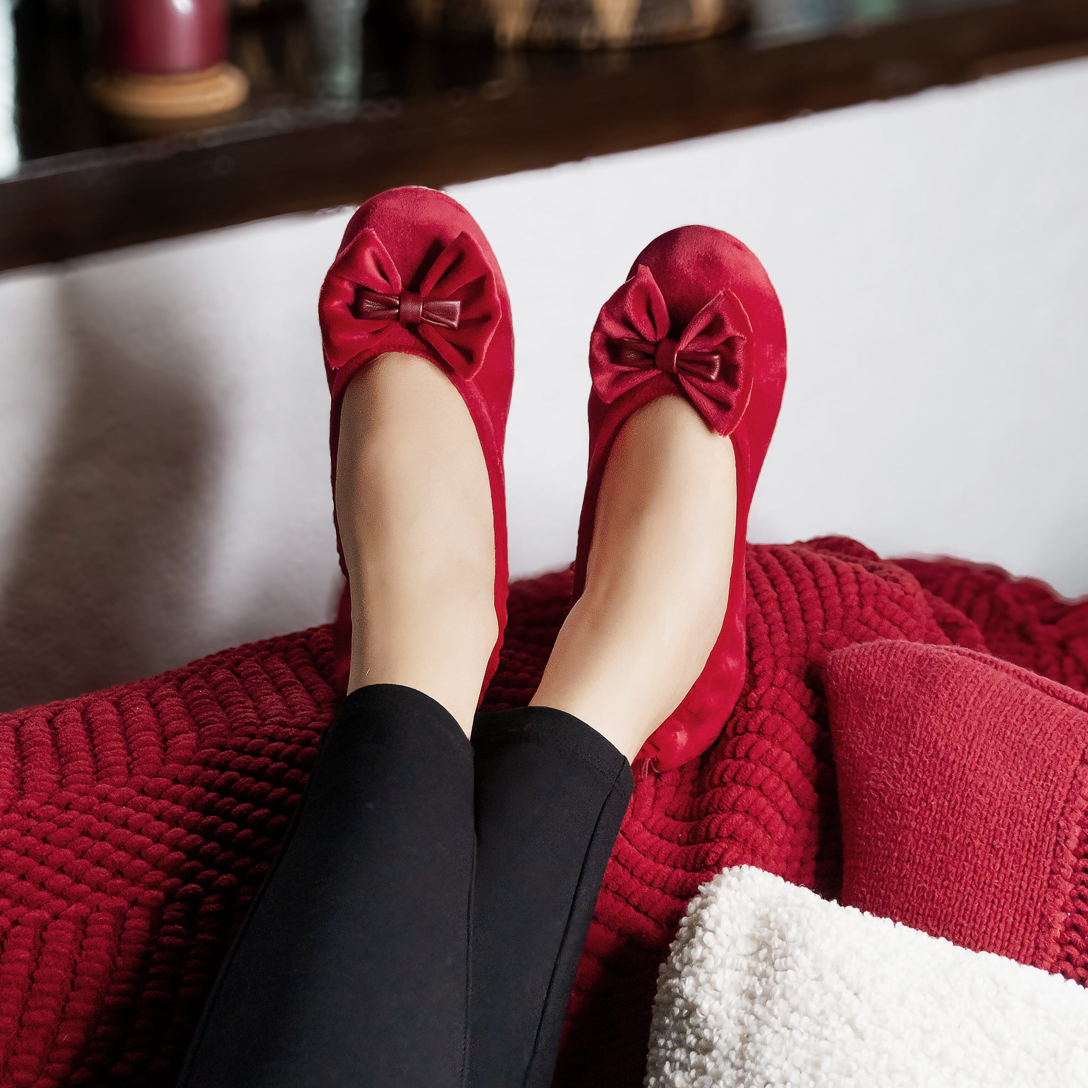 Ballerines d'intérieur en velours-CF0140 Ballerines d'interieur femme Glove Story