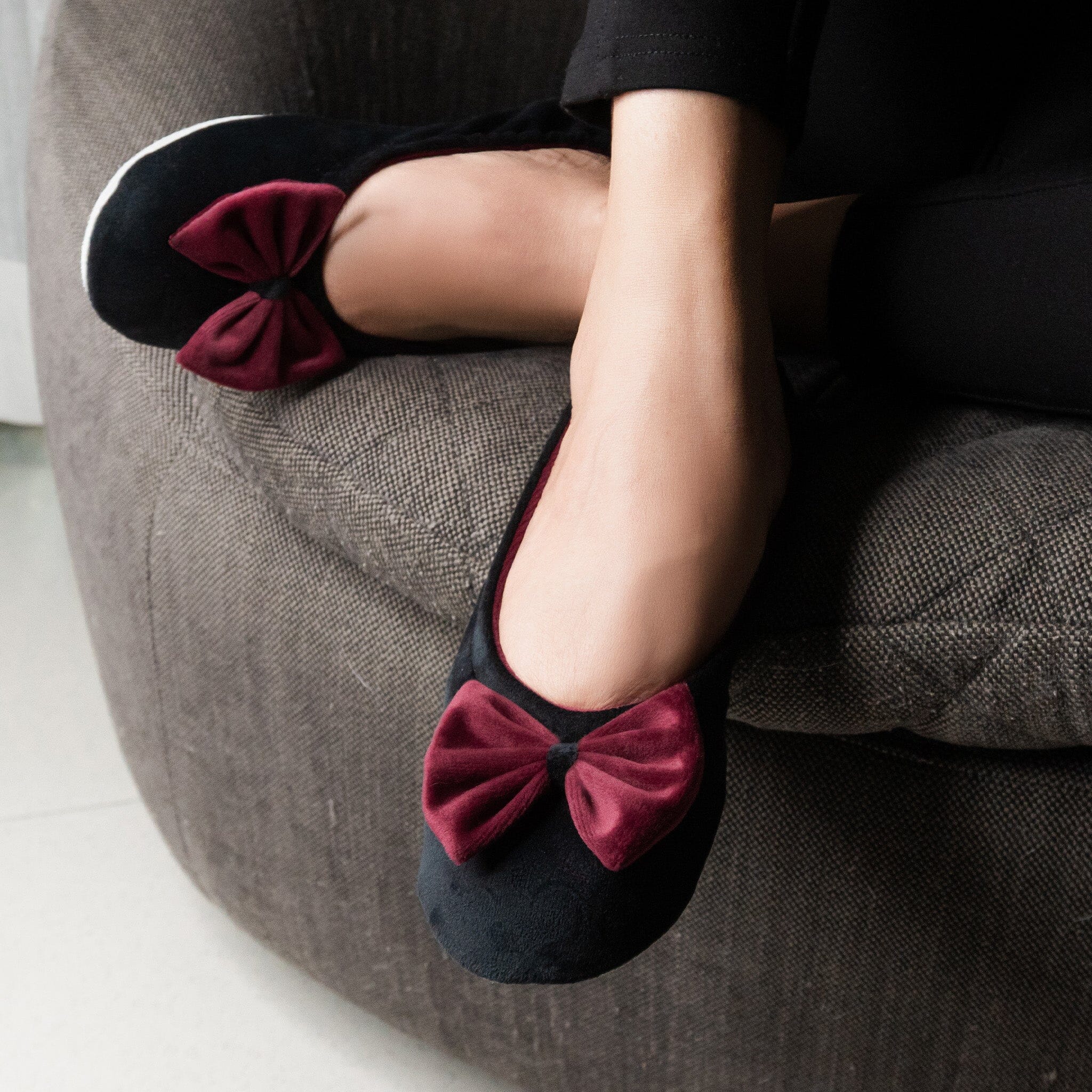 Ballerines d'intérieur en velours-CF0148 Ballerines d'interieur femme Glove Story