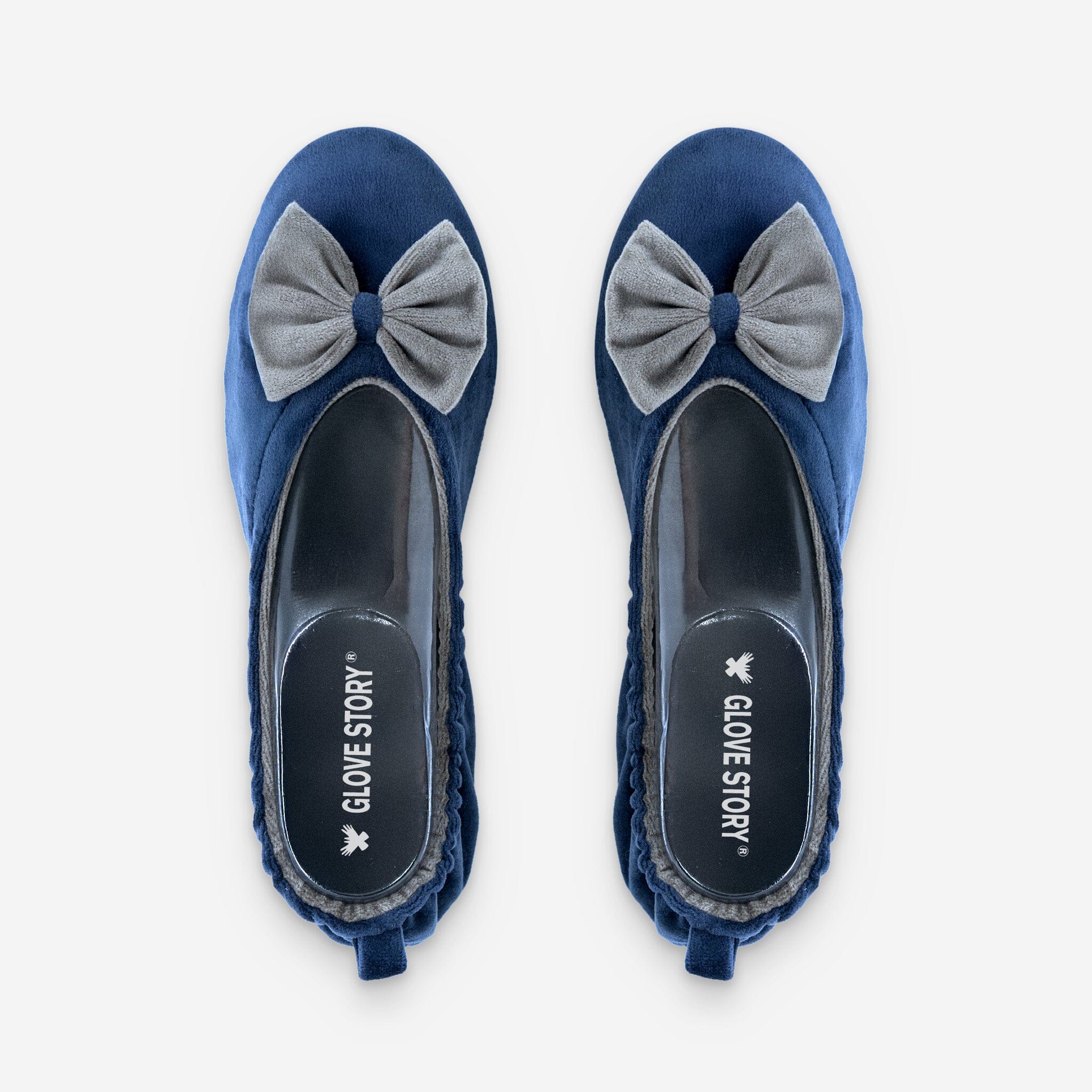 Ballerines d'intérieur en velours-CF0148 Ballerines d'interieur femme Glove Story Deep Blue-Taupe S (35/36)