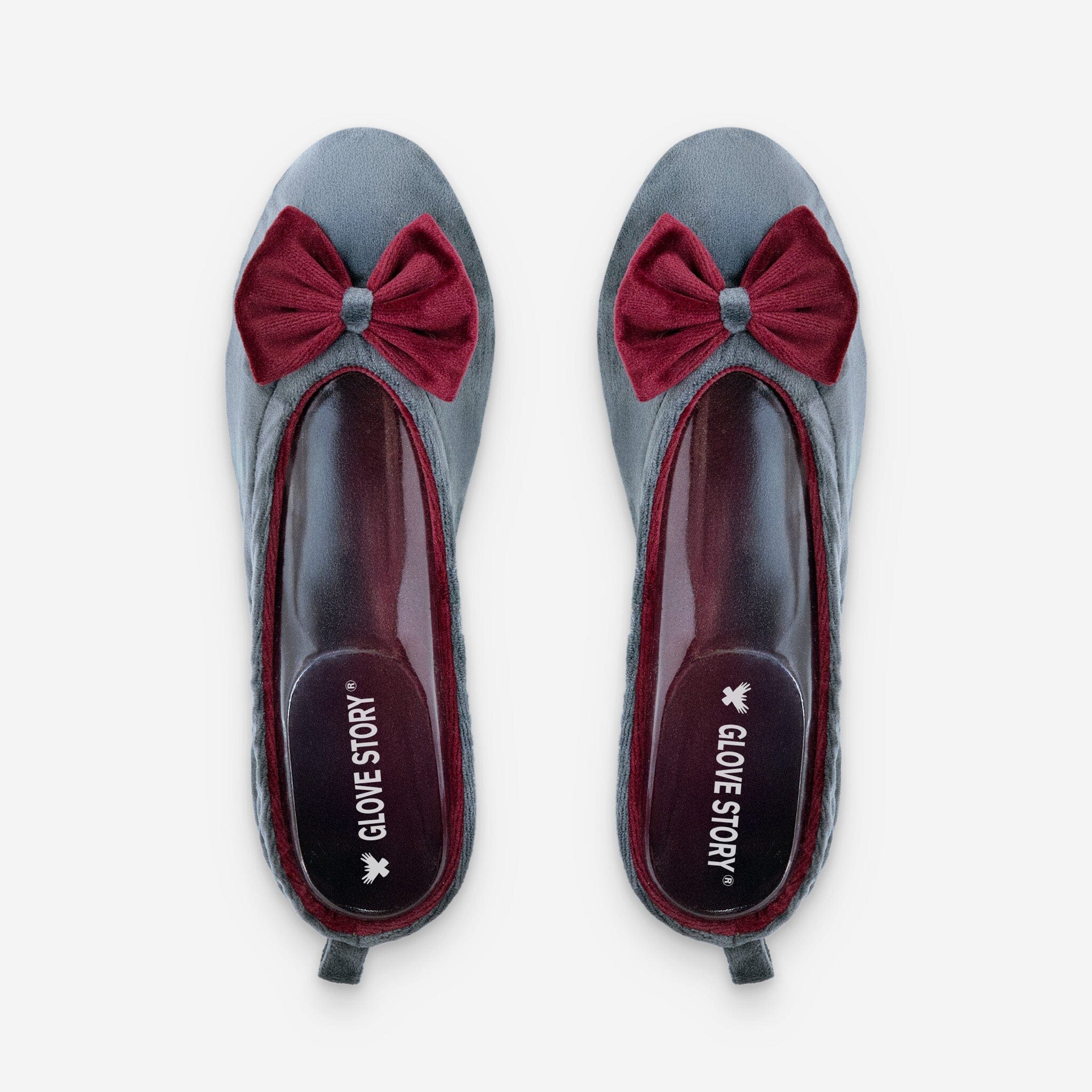 Ballerines d'intérieur en velours-CF0148 Ballerines d'interieur femme Glove Story Gris-Bordeaux S (35/36)