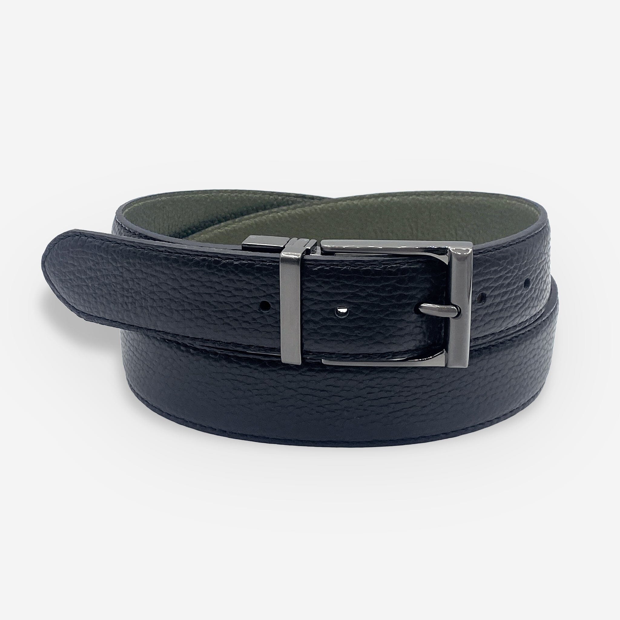 Ceinture cuir de vachette homme-Largeur 35mm-CT071 Ceinture Glove Story NOIR/OLIVE 100/115 - 35