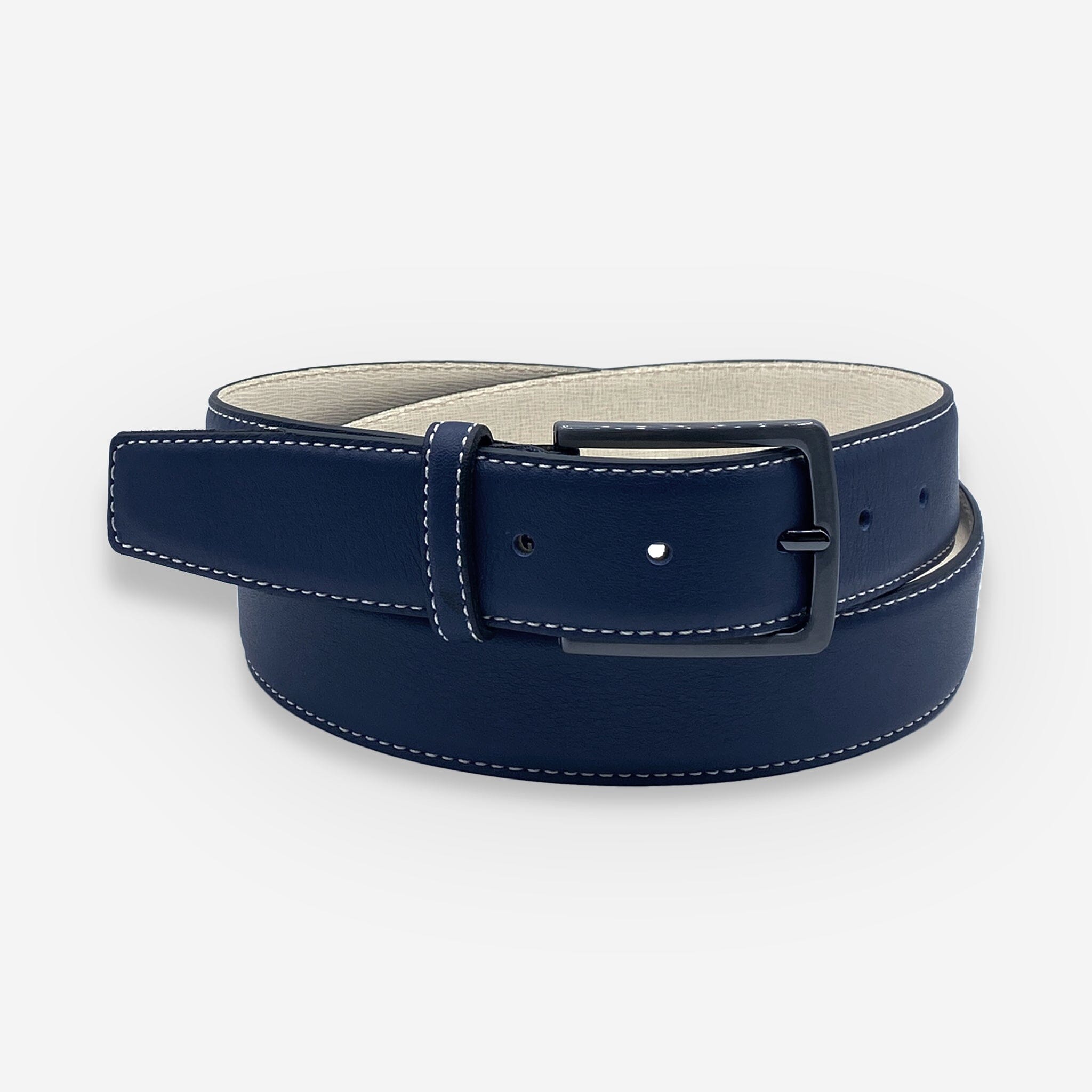 Ceinture cuir de vachette homme-Largeur 35mm-CT078 Ceinture Glove Story INDIGO-BEIGE .095/110 - 35