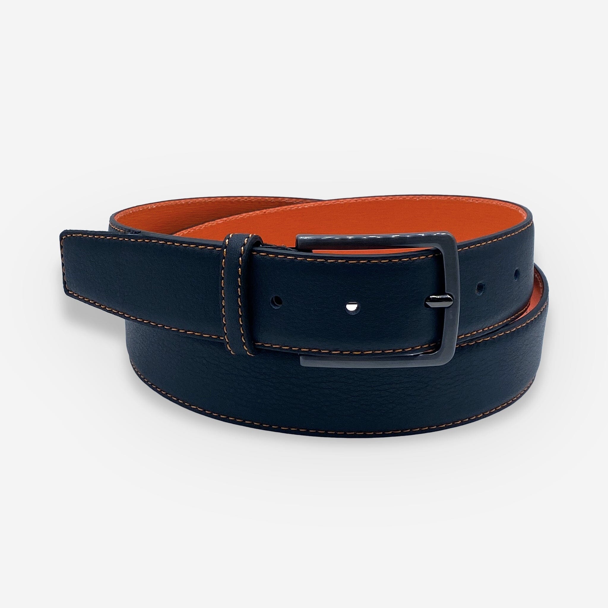 Ceinture cuir de vachette homme-Largeur 35mm-CT078 Ceinture Glove Story NUIT-ORANGE .095/110 - 35