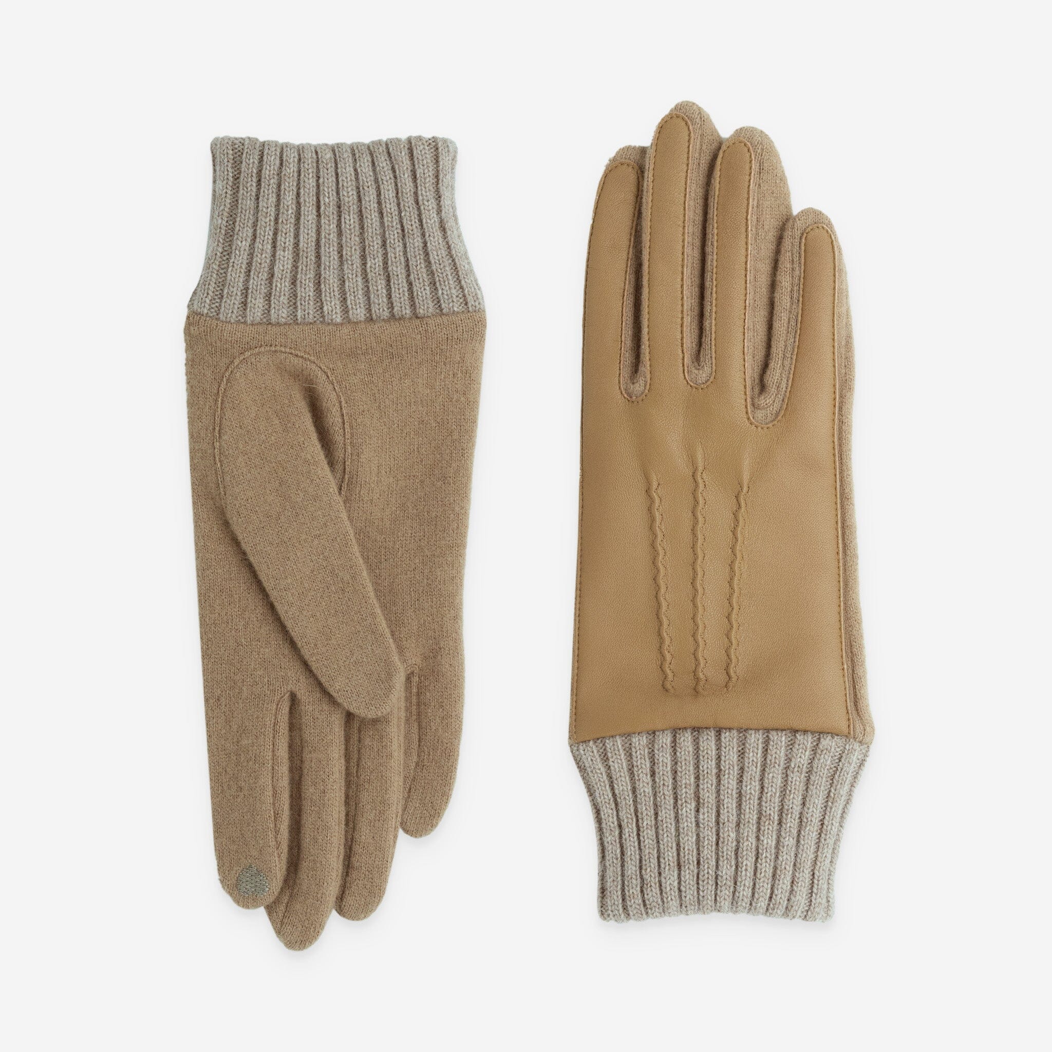 Gants 80% laine 20% nylon-Dessus cuir-Tactile-31181NF Gants laine femme Glove Story Camel TU