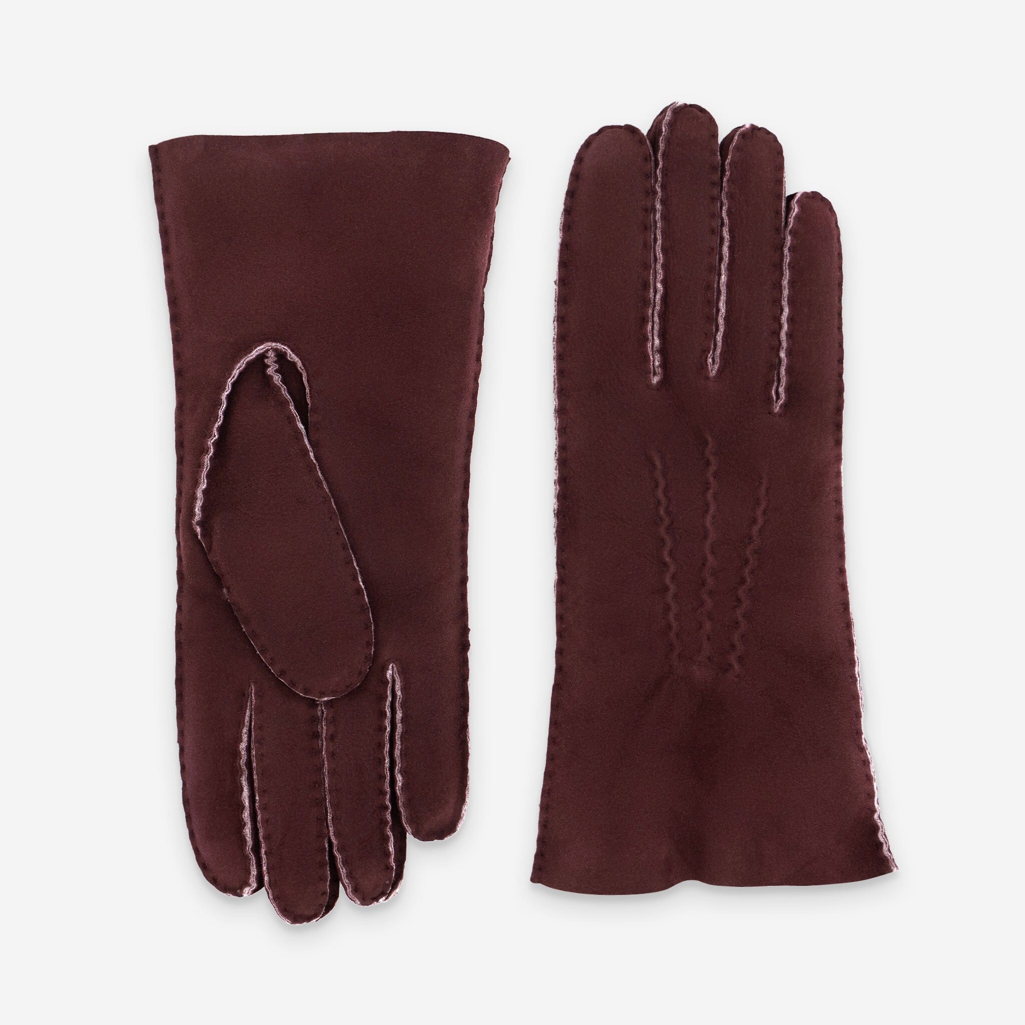 Gants cuir-100% curly-mouton retourné-21154CU Gant Glove Story Bordeaux 6.5