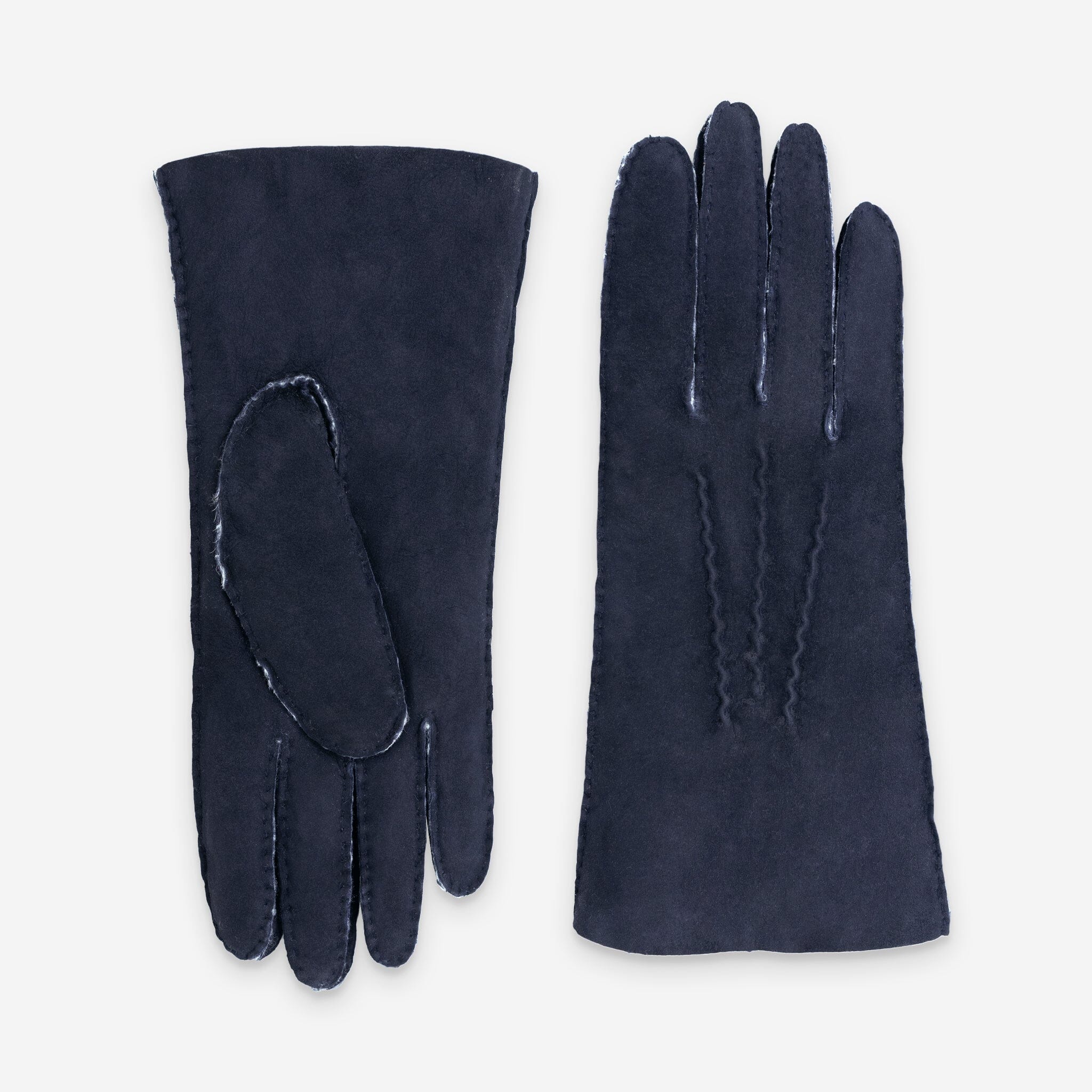 Gants cuir-100% curly-mouton retourné-21154CU Gants cuir femme prestige Glove Story Deep Blue 6.5