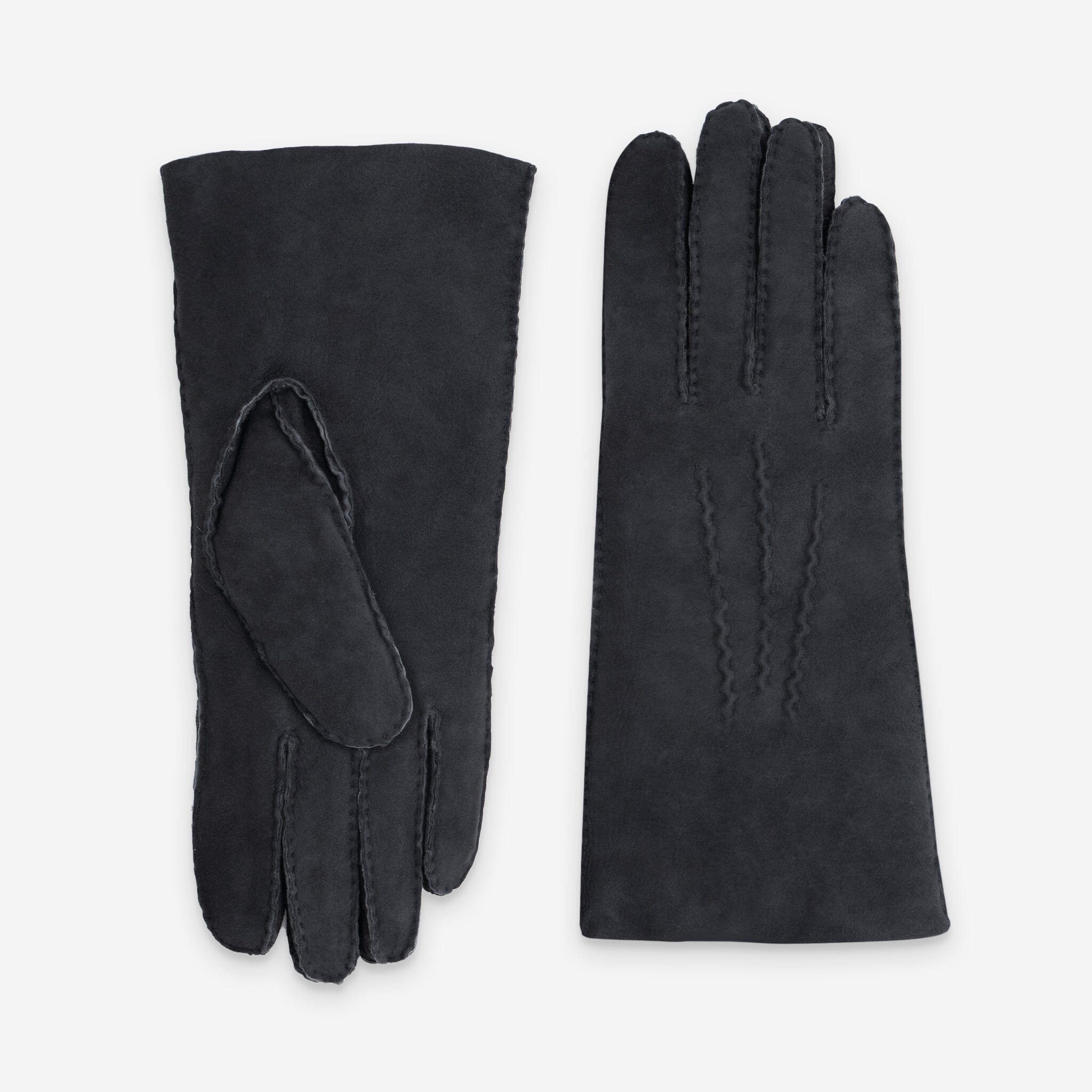 Gants cuir-100% curly-mouton retourné-21154CU Gants cuir femme prestige Glove Story Gris Fonce 6.5