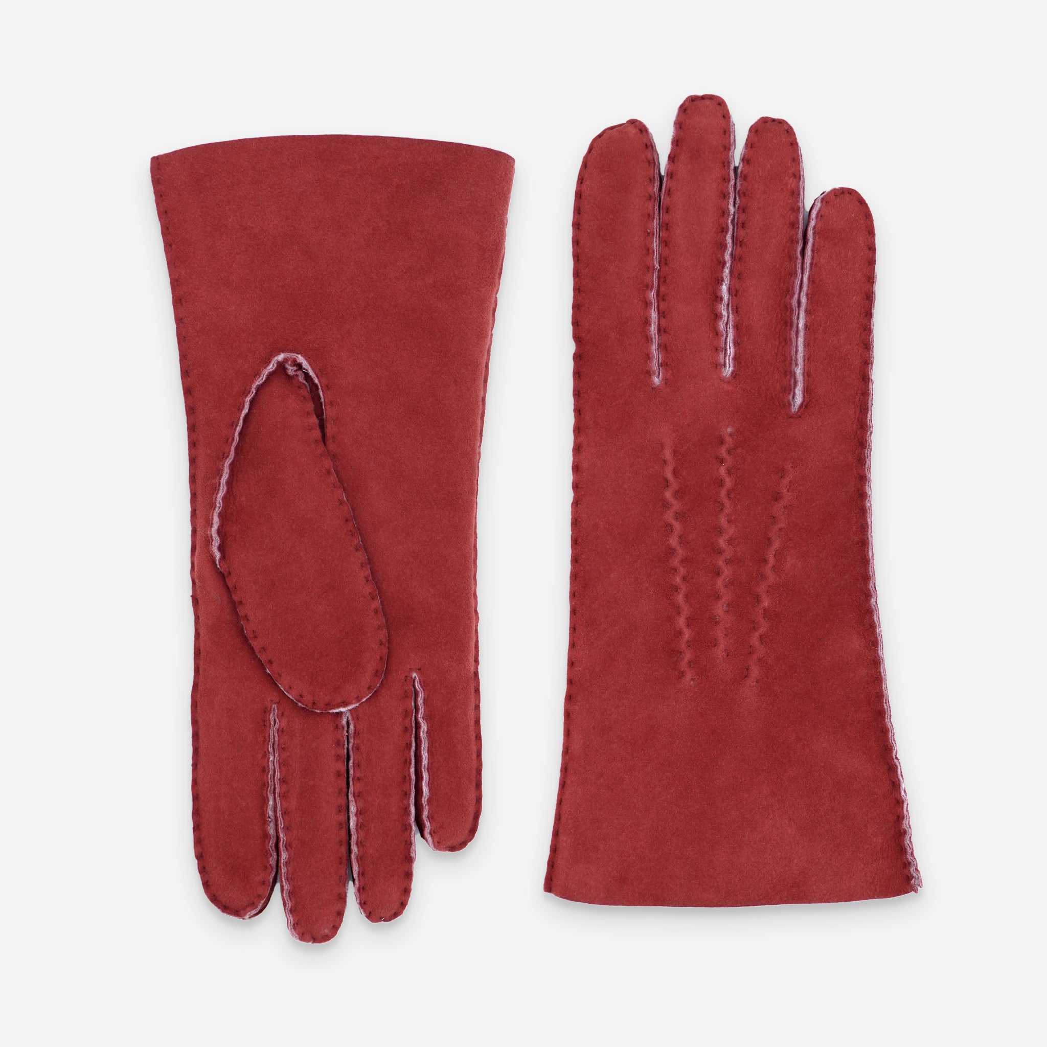 Gants cuir-100% curly-mouton retourné-21154CU Gants cuir femme prestige Glove Story Rouge 6.5