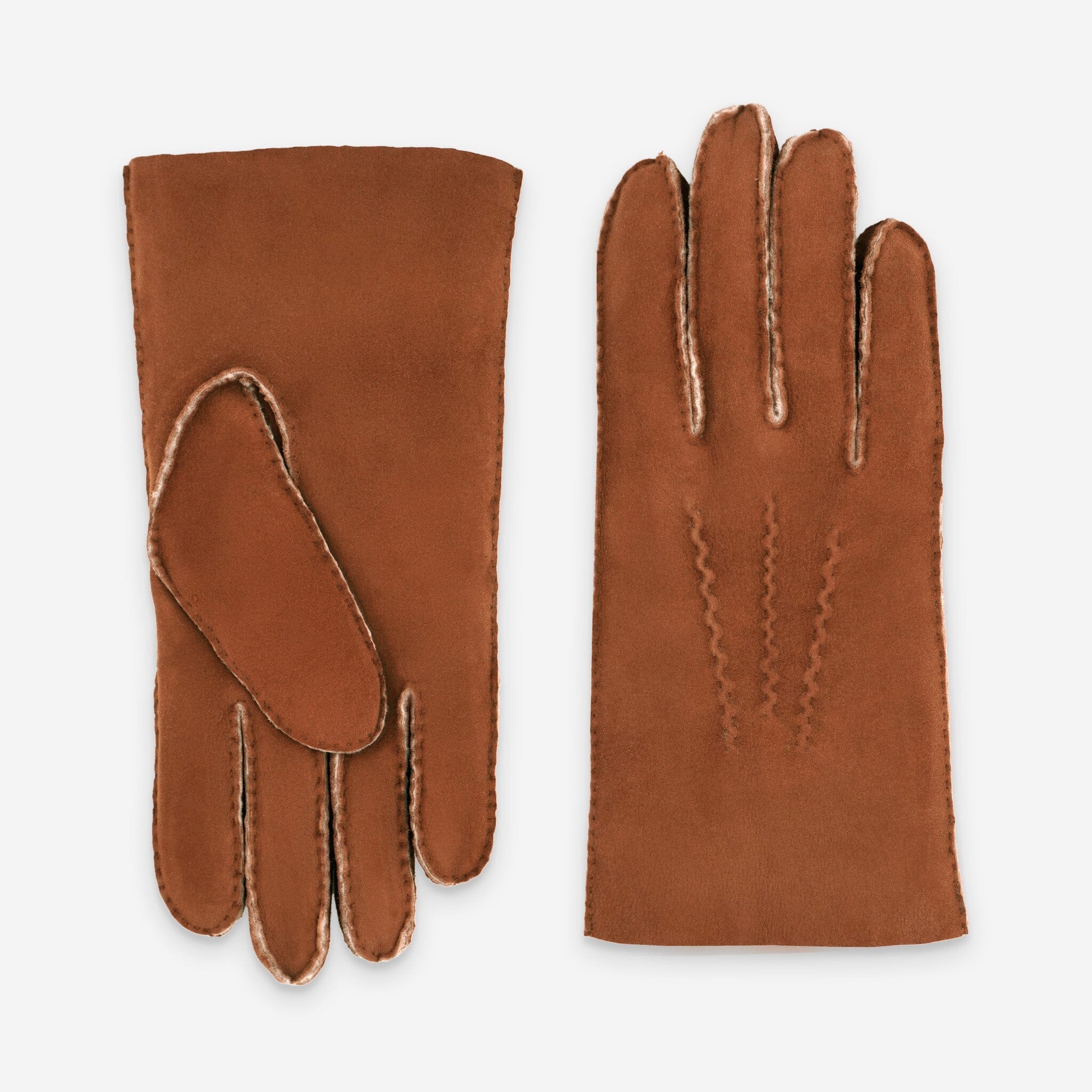 Gants cuir-100% curly-mouton retourné-22111CU Gants cuir homme prestige Glove Story Camel 7.5