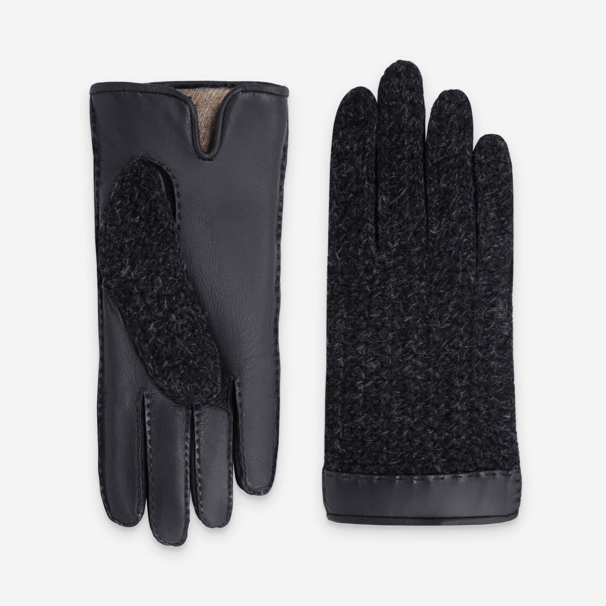 Gants cuir agneau-100% cachemire-21544CA Gants cuir femme prestige Glove Story Noir 6.5