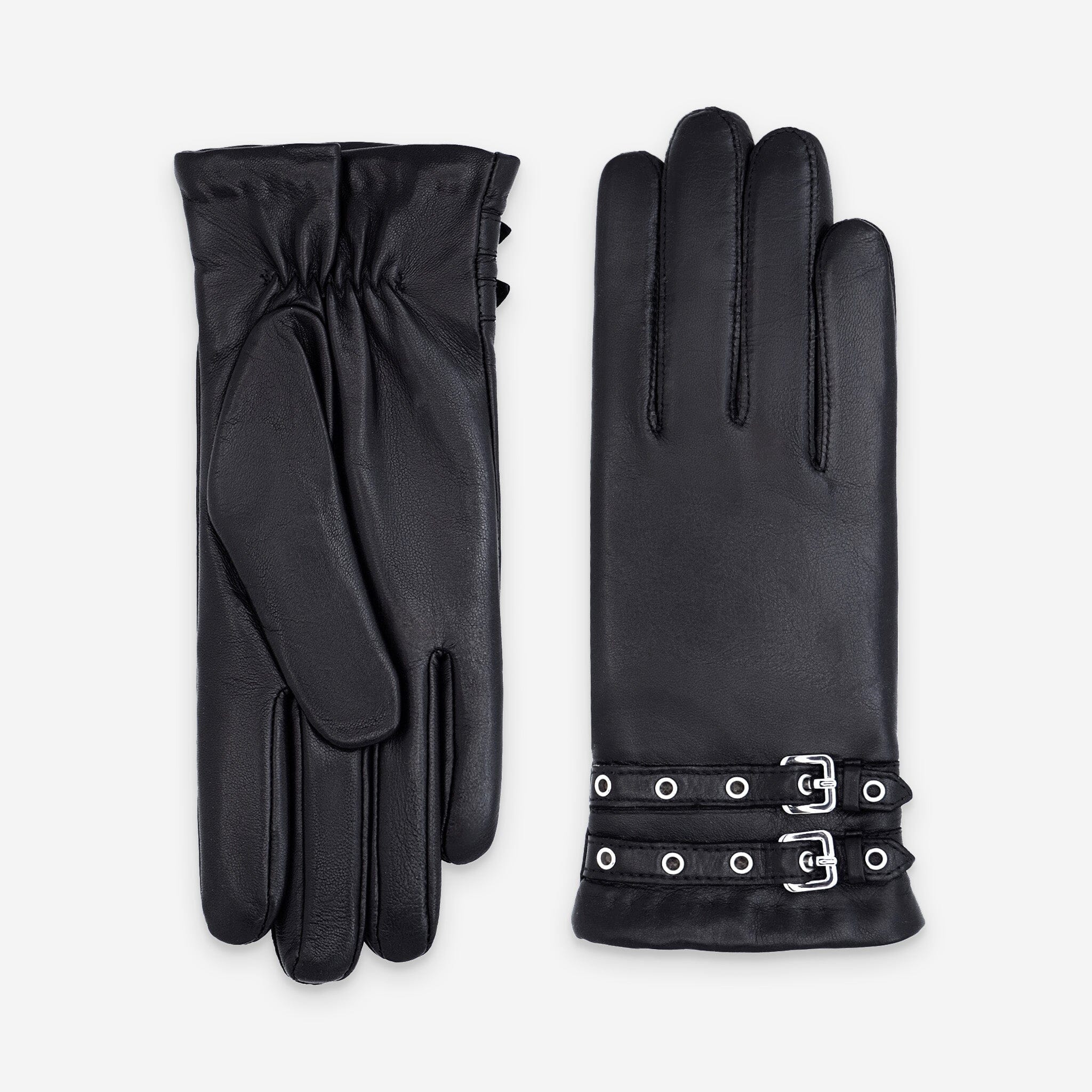 Gants cuir agneau-100% cachemire-21549CA Gants cuir femme prestige Glove Story Noir 6.5