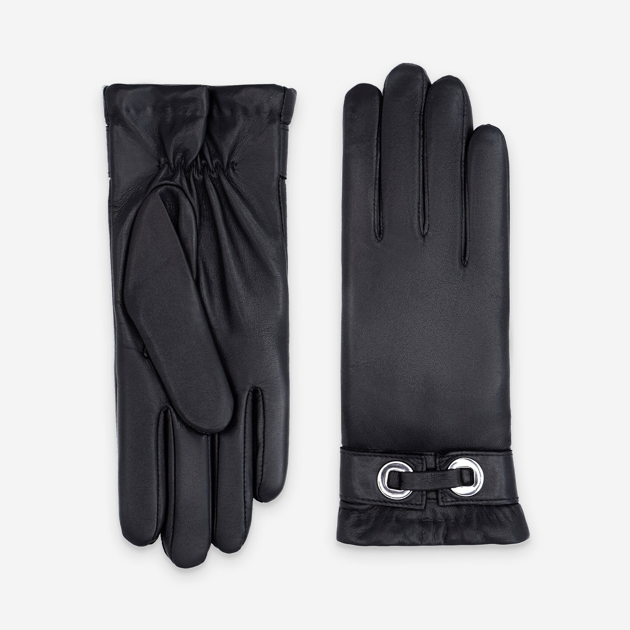 Gants cuir agneau-100% cachemire-21556CA Gants cuir femme prestige Glove Story Noir 6.5
