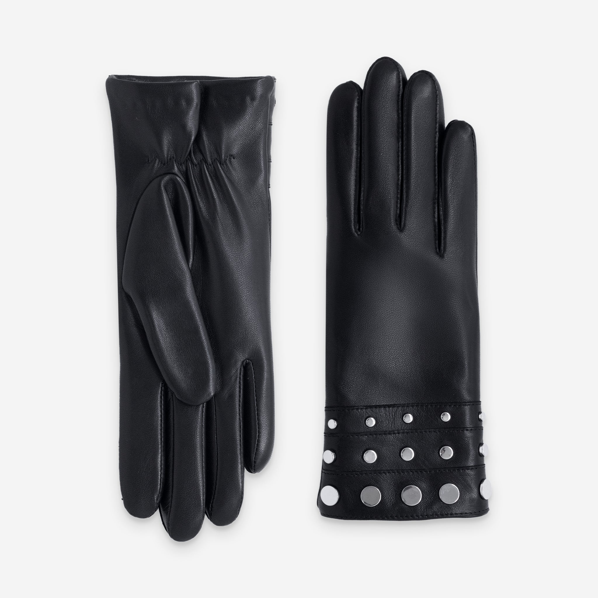 Gants cuir agneau-100% cachemire-21605CA Gants cuir femme prestige Glove Story Noir 6.5