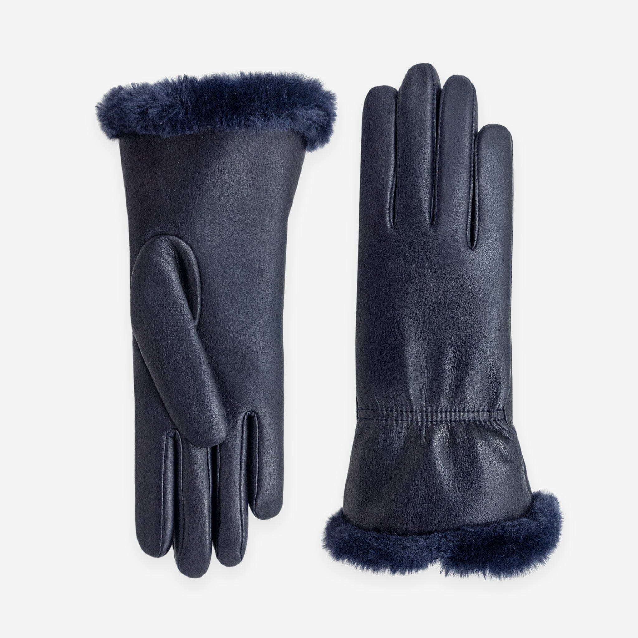 Gants cuir agneau-100% cachemire-21623CA Gants cuir femme prestige Glove Story Deep Blue 6.5