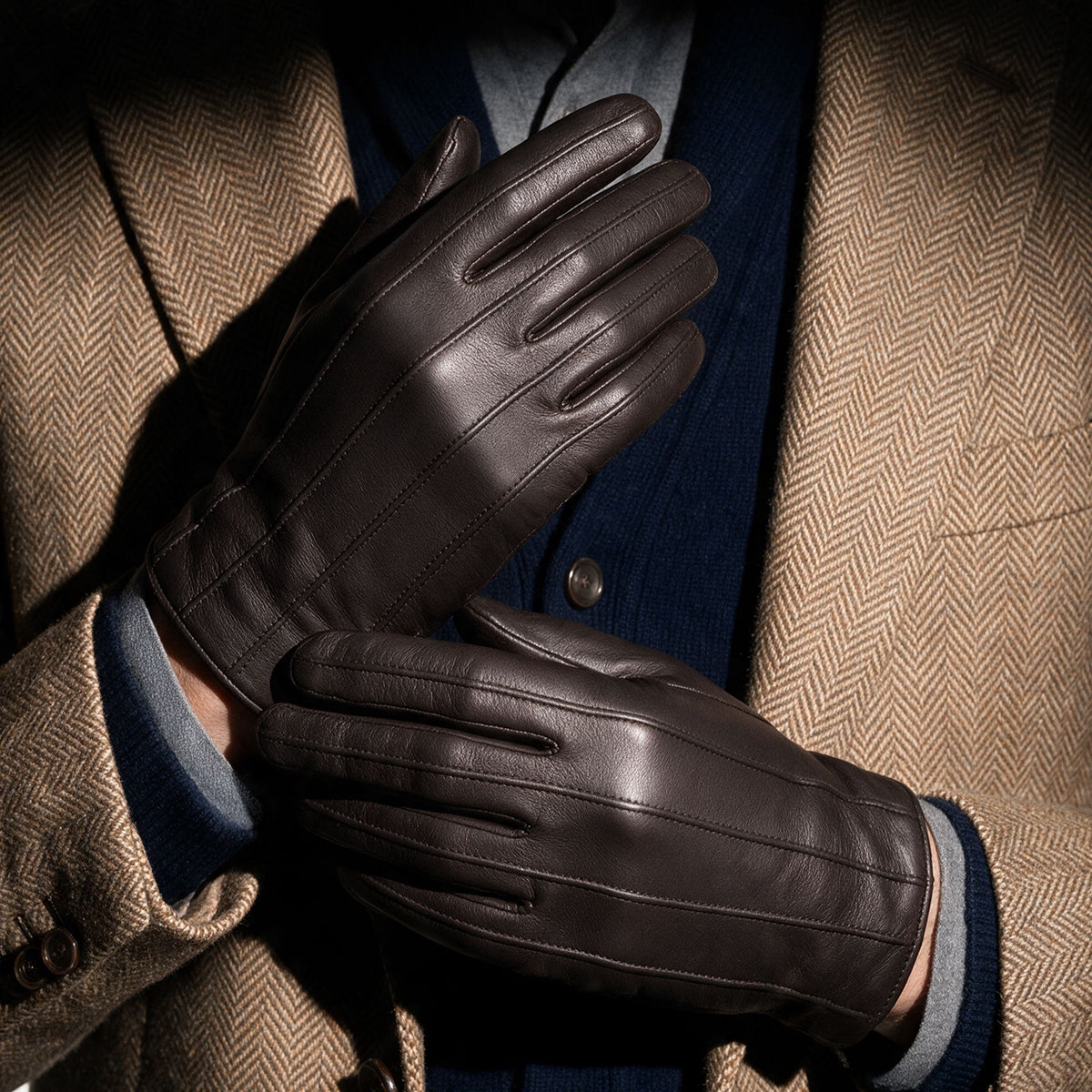 Gants cuir agneau-100% cachemire- 22107CA Gants cuir homme prestige Glove Story