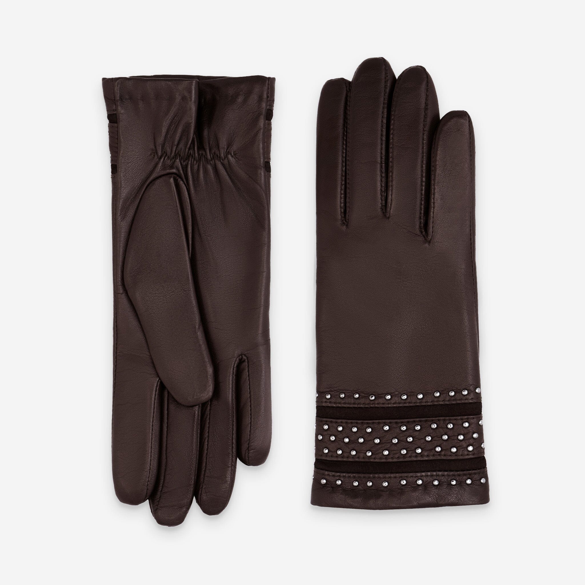 Gants cuir agneau-100% laine-21593TR Gants cuir femme prestige Glove Story Black Coffe 6.5