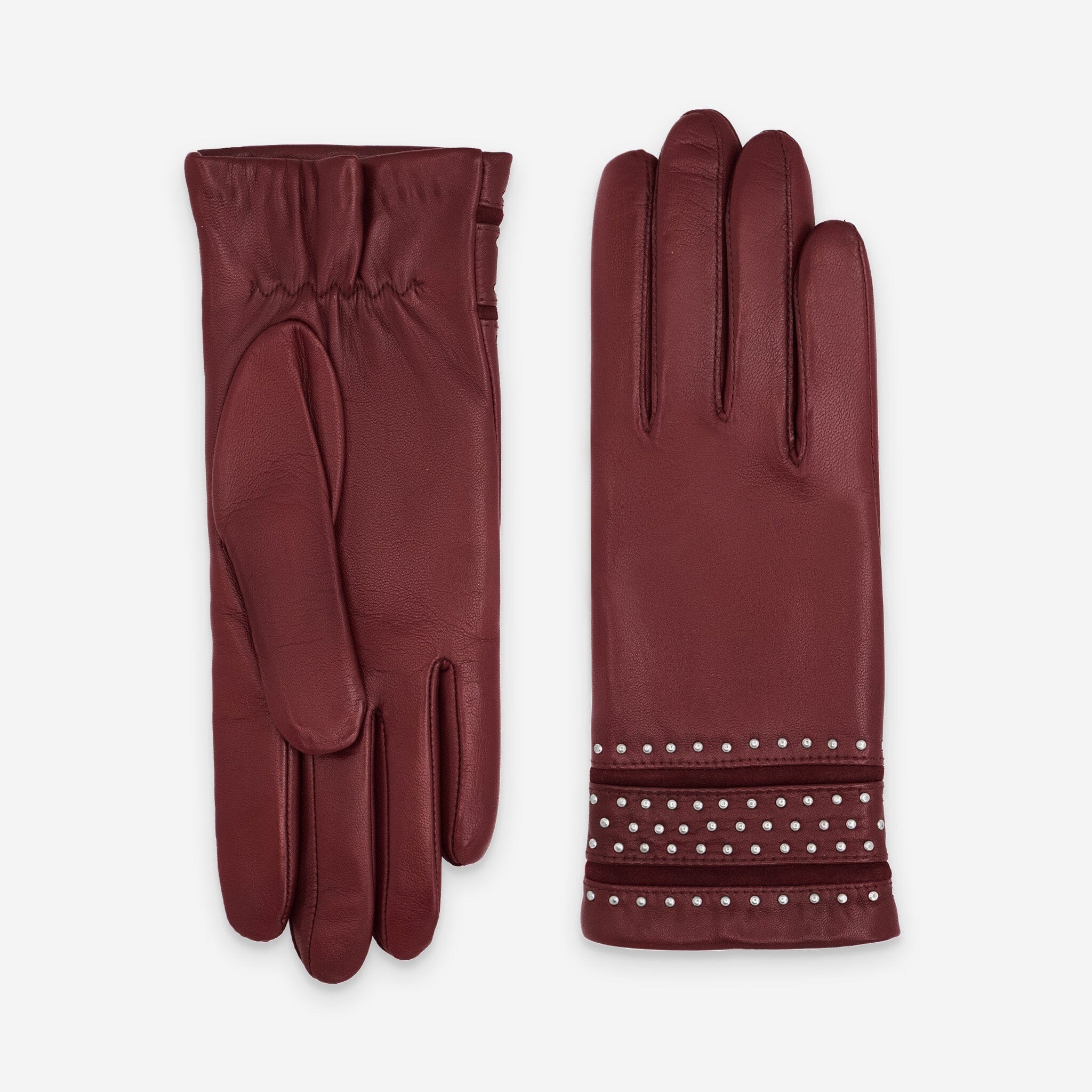 Gants cuir agneau-100% laine-21593TR Gants cuir femme prestige Glove Story Lie De Vin 6.5