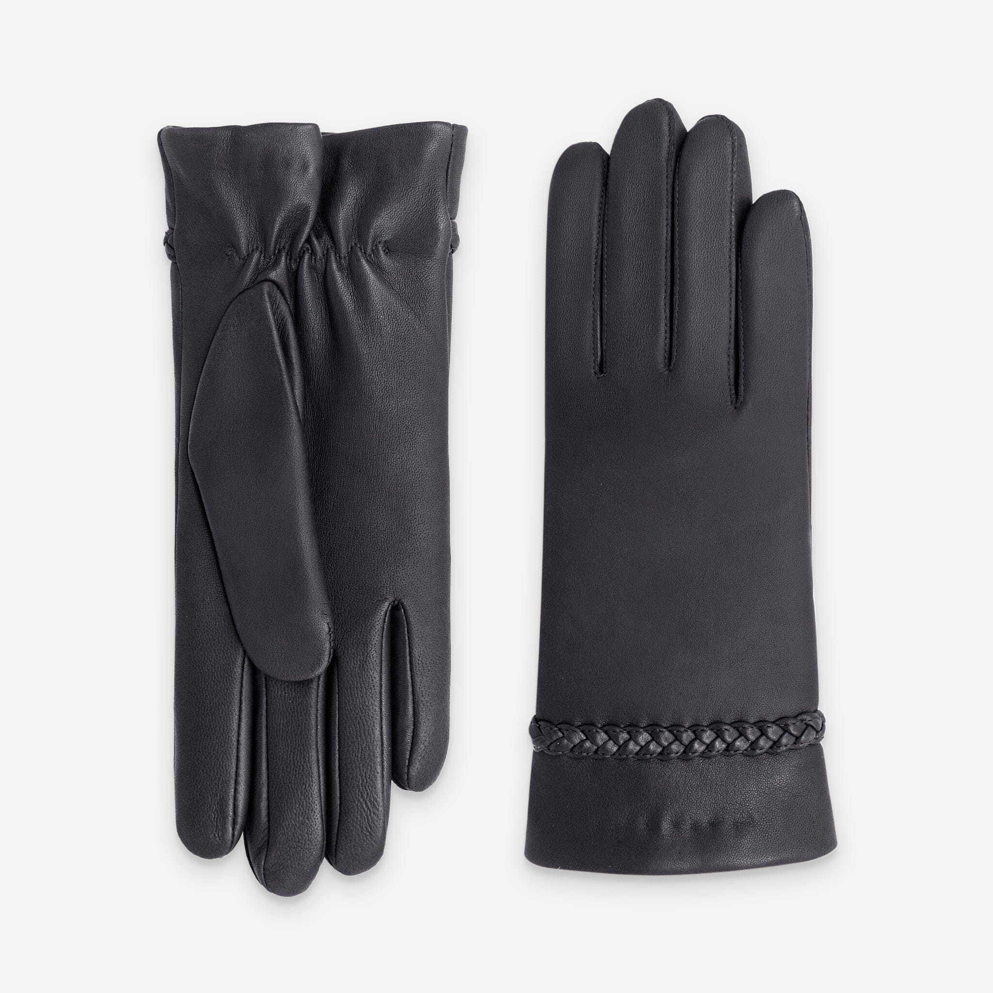 Gants cuir agneau-100% laine-21618TR Gants cuir femme prestige Glove Story Noir 6.5