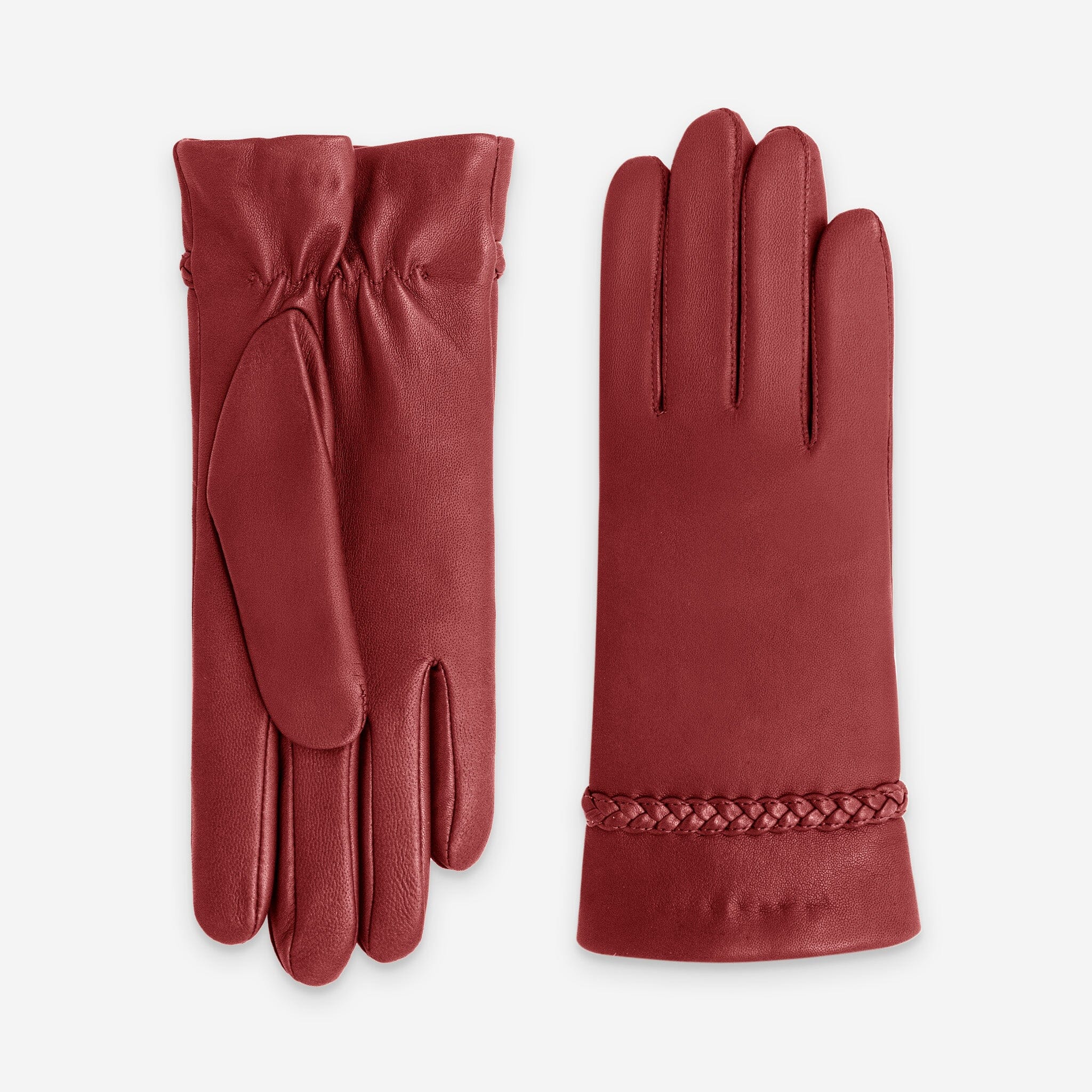 Gants cuir agneau-100% laine-21618TR Gants cuir femme prestige Glove Story Rouge 6.5