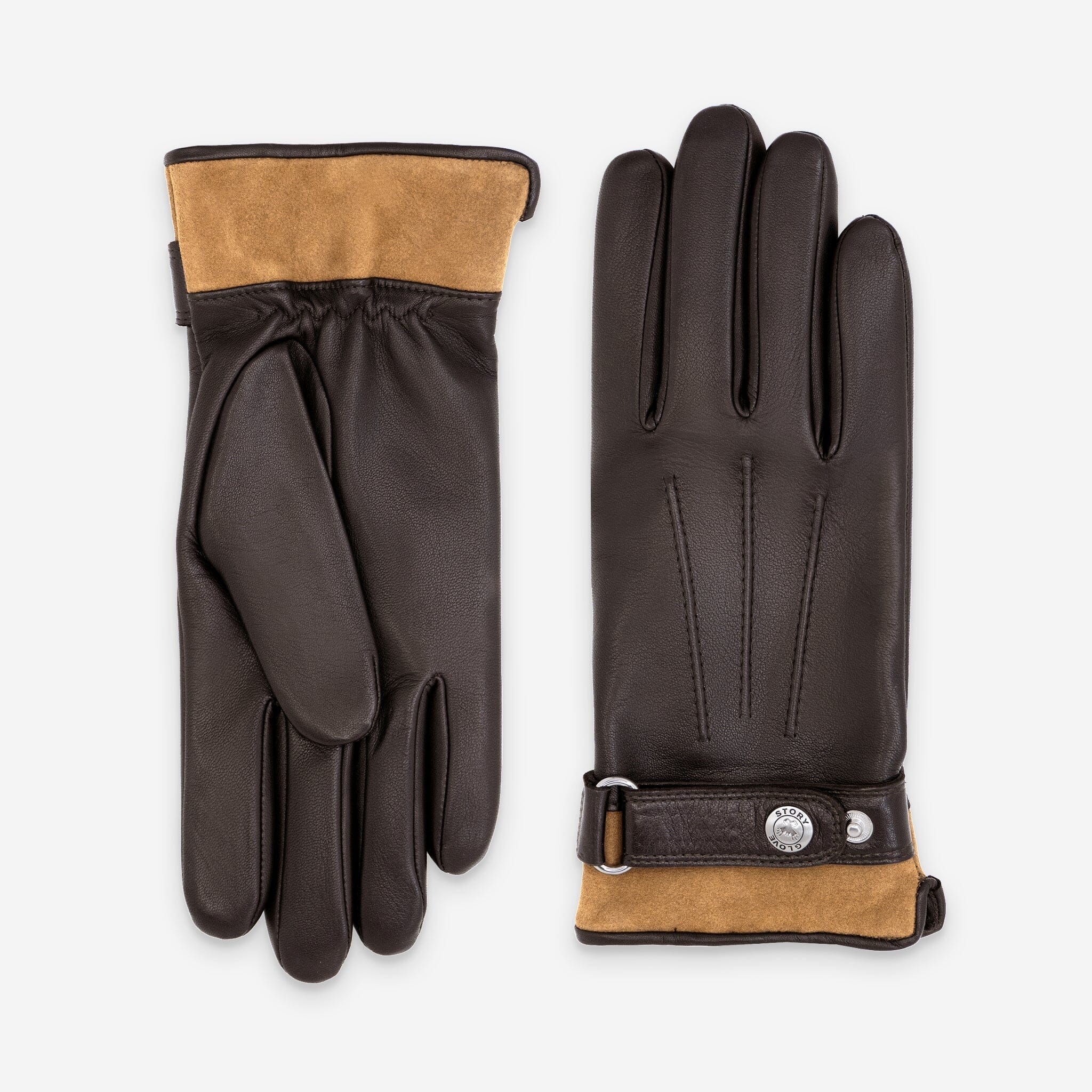 Gants cuir agneau-100% laine- 22090TR Gants cuir homme prestige Glove Story Choco/Cork 7.5