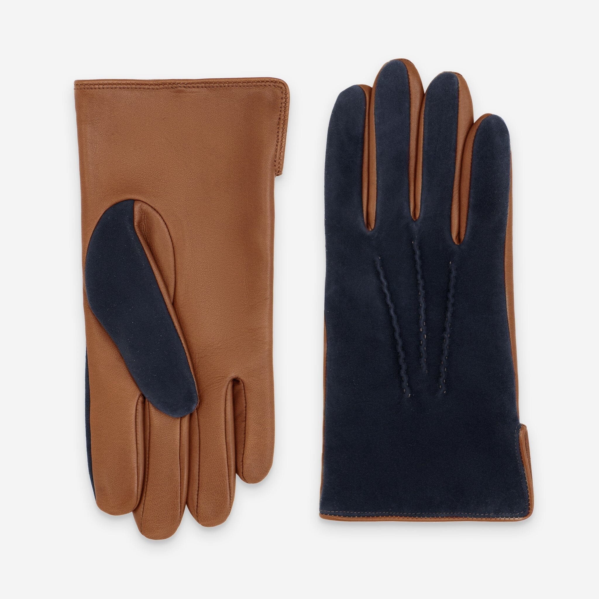 Gants cuir agneau-100% polyester (polaire)-22093PO Gants cuir homme prestige Glove Story Cork/Deep Blue 7.5