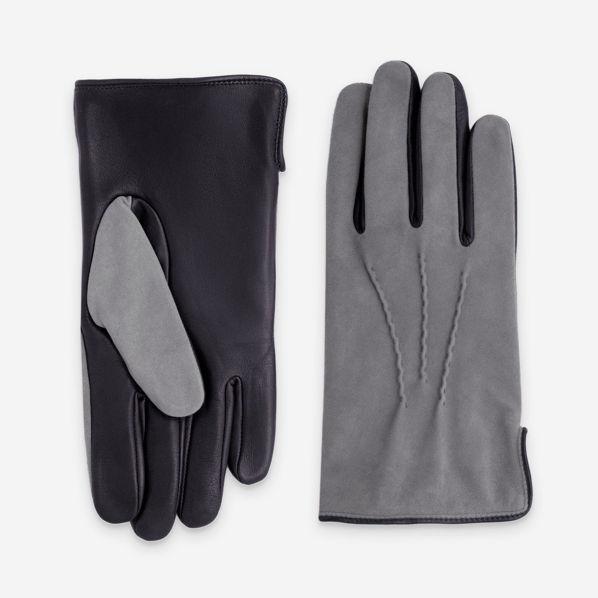 Gants cuir agneau-100% polyester (polaire)-22093PO Gants cuir homme prestige Glove Story Noir/Gris 7.5