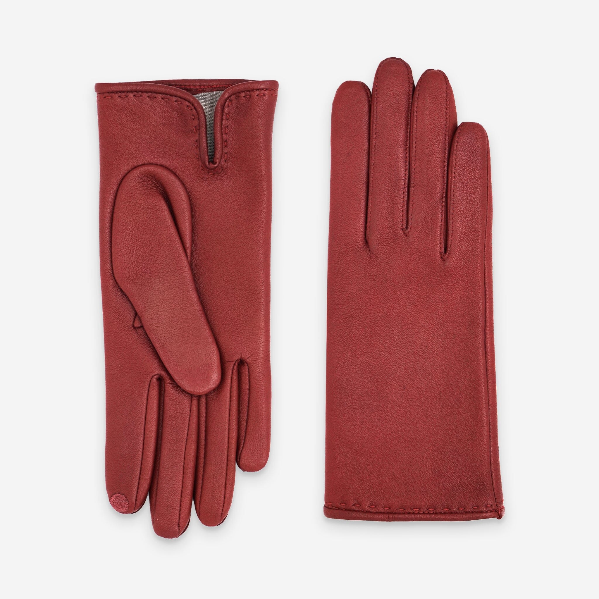 Gants cuir agneau-100% soie-21050ST Gants cuir femme prestige Glove Story Rouge 6.5