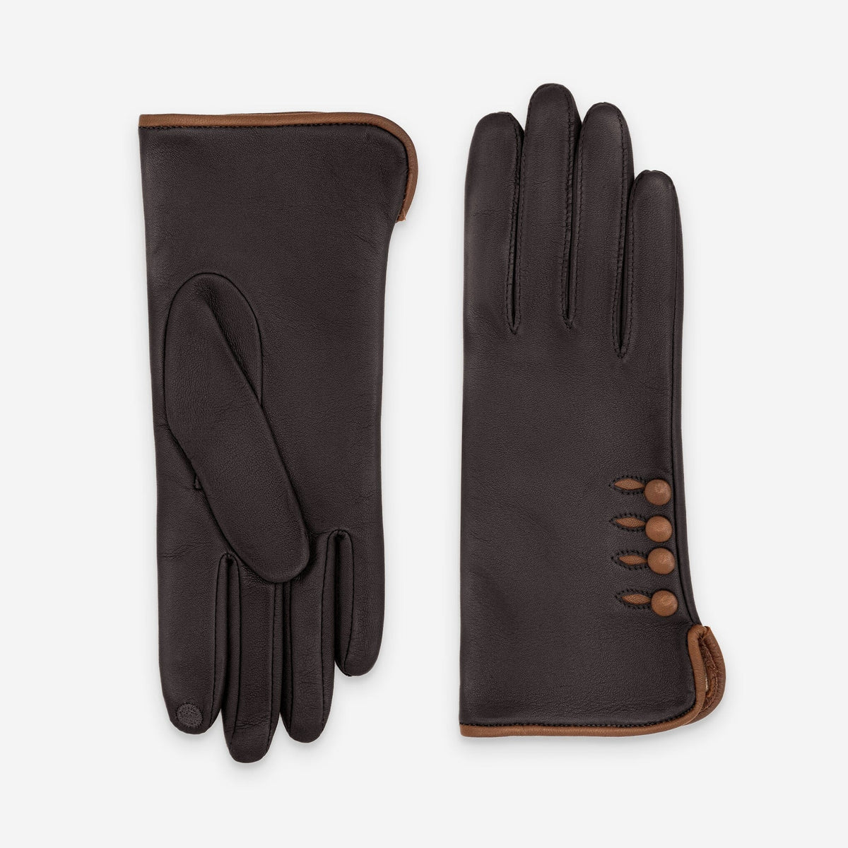 Gants cuir agneau-100% soie-21153ST Gants cuir femme prestige Glove Story Choco-Cork 6