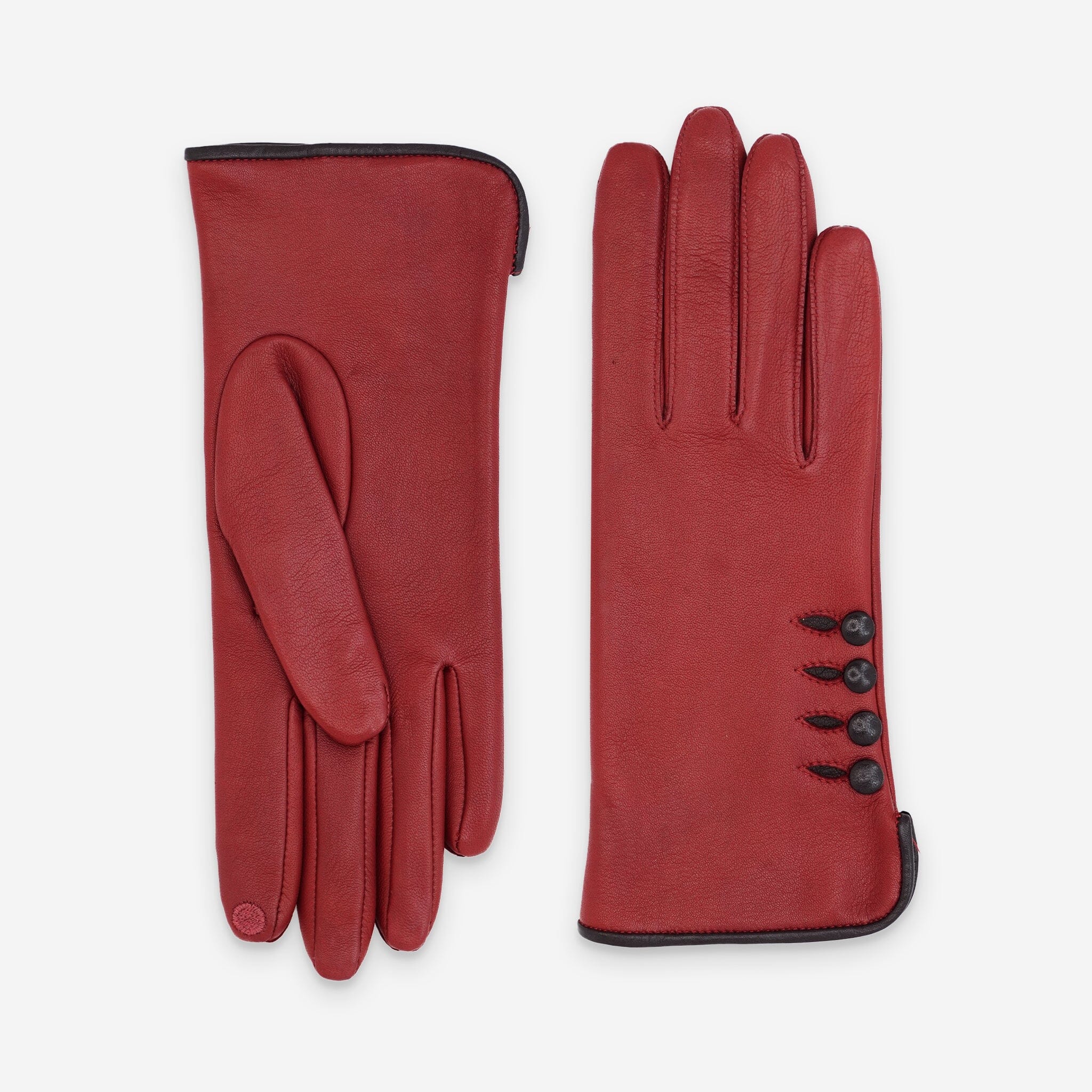 Gants cuir agneau-100% soie-21153ST Gants cuir femme prestige Glove Story Rouge/Noir 6.5