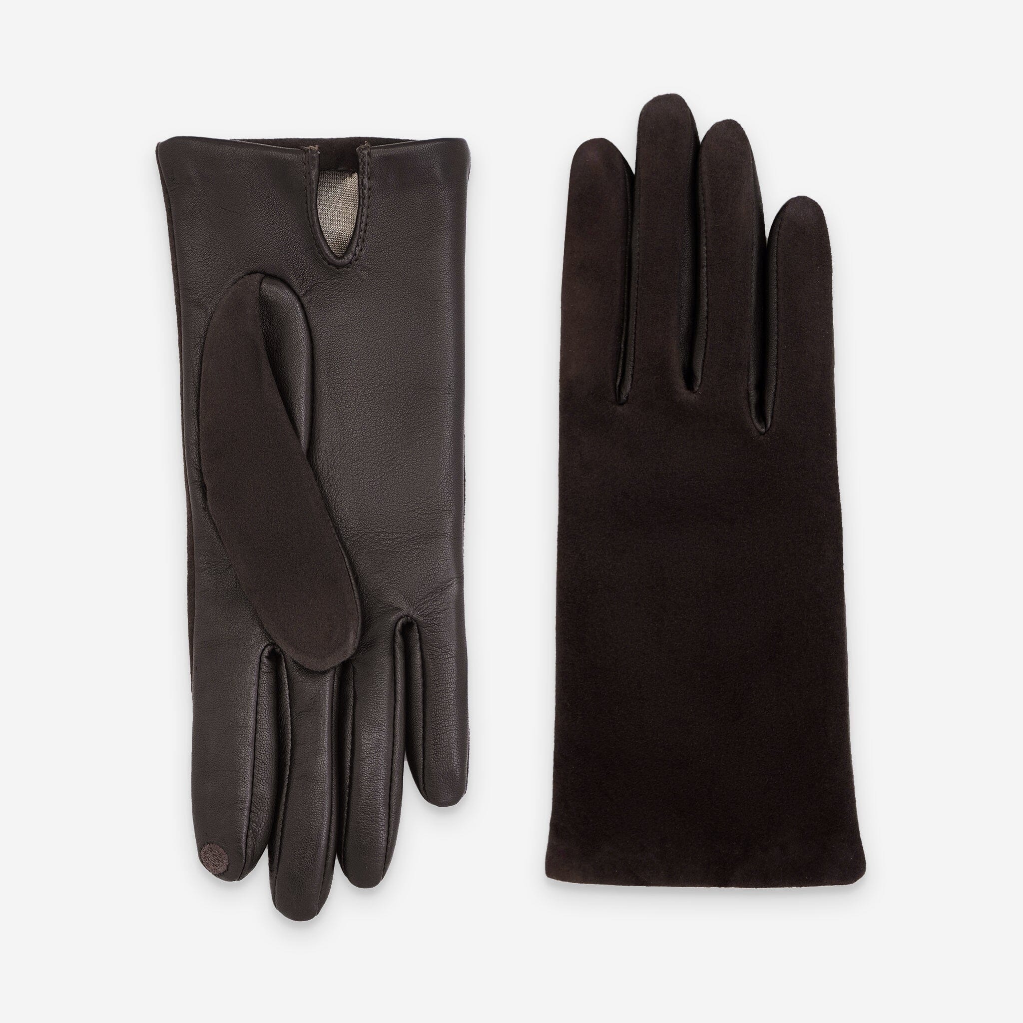 Gants cuir agneau-100% soie-21464SN Gants cuir femme prestige Glove Story Choco 6.5