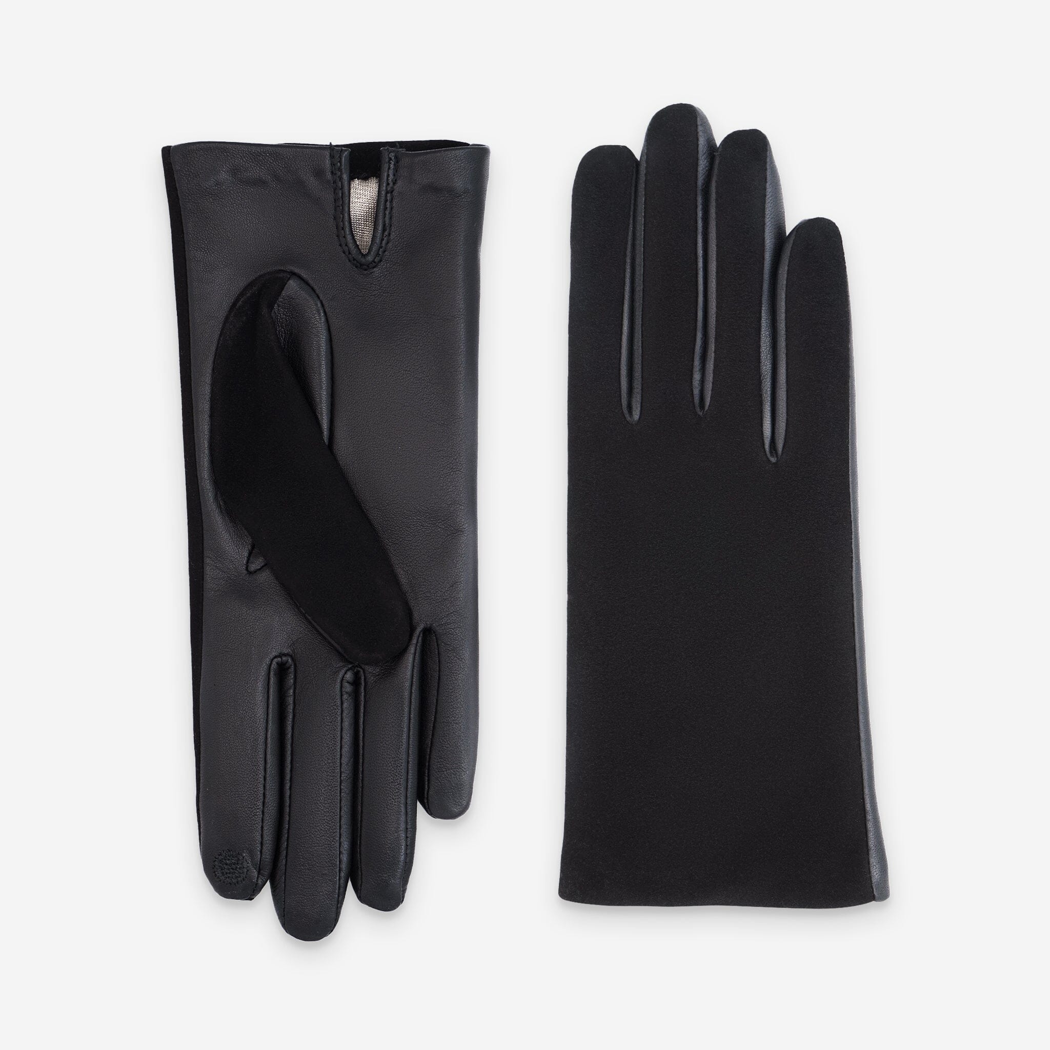 Gants cuir agneau-100% soie-21464SN Gants cuir femme prestige Glove Story Noir 6.5