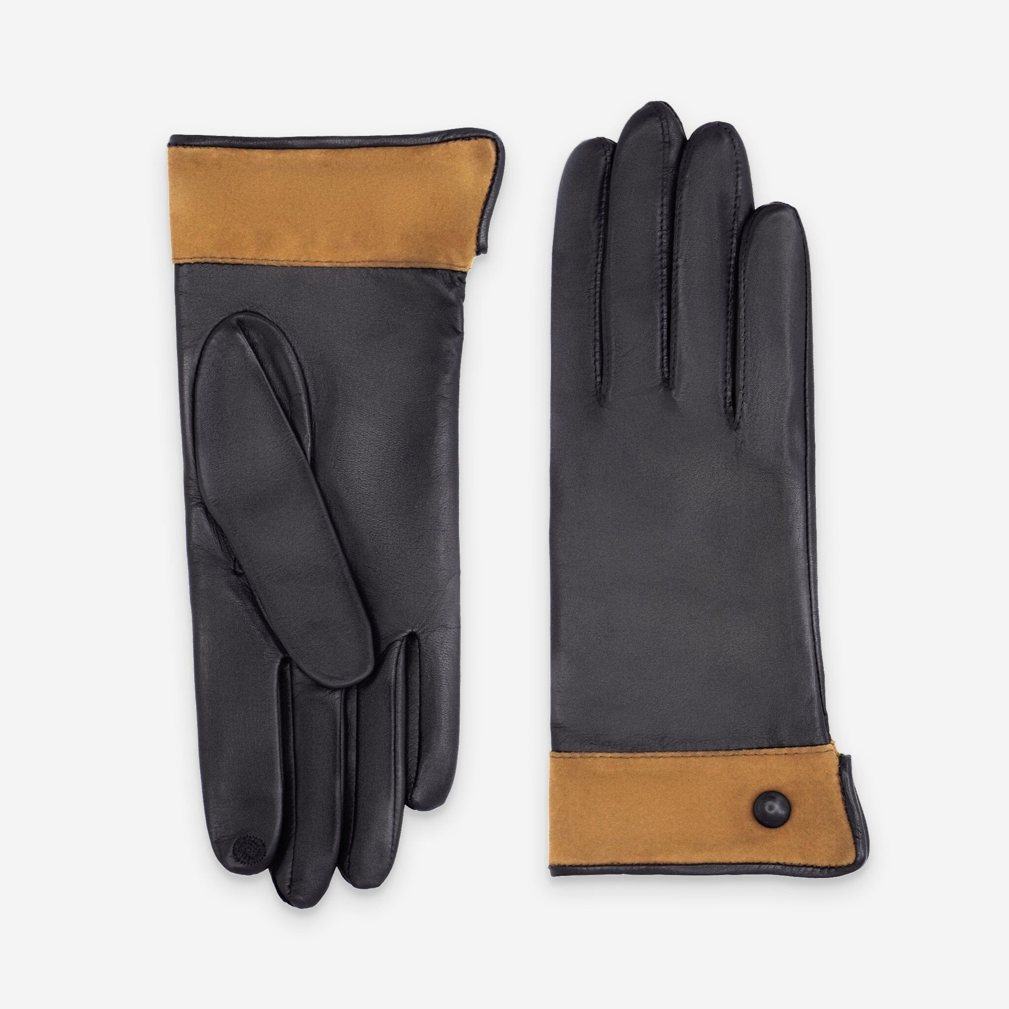 Gants cuir agneau-100% soie-21526SN Gants cuir femme prestige Glove Story Noir-Cork 6.5