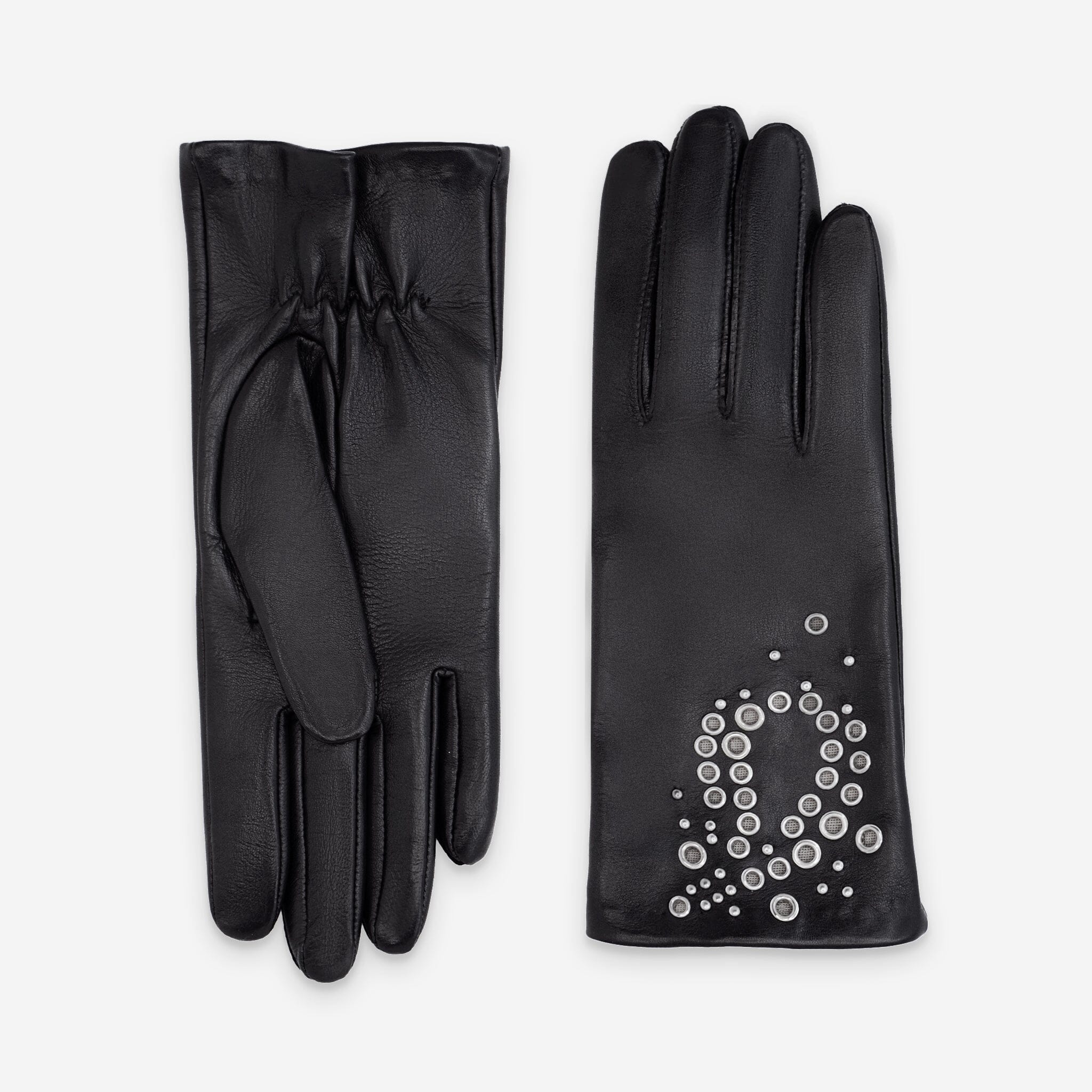 Gants cuir agneau-100% soie-21543SN Gants cuir femme prestige Glove Story Noir 6.5