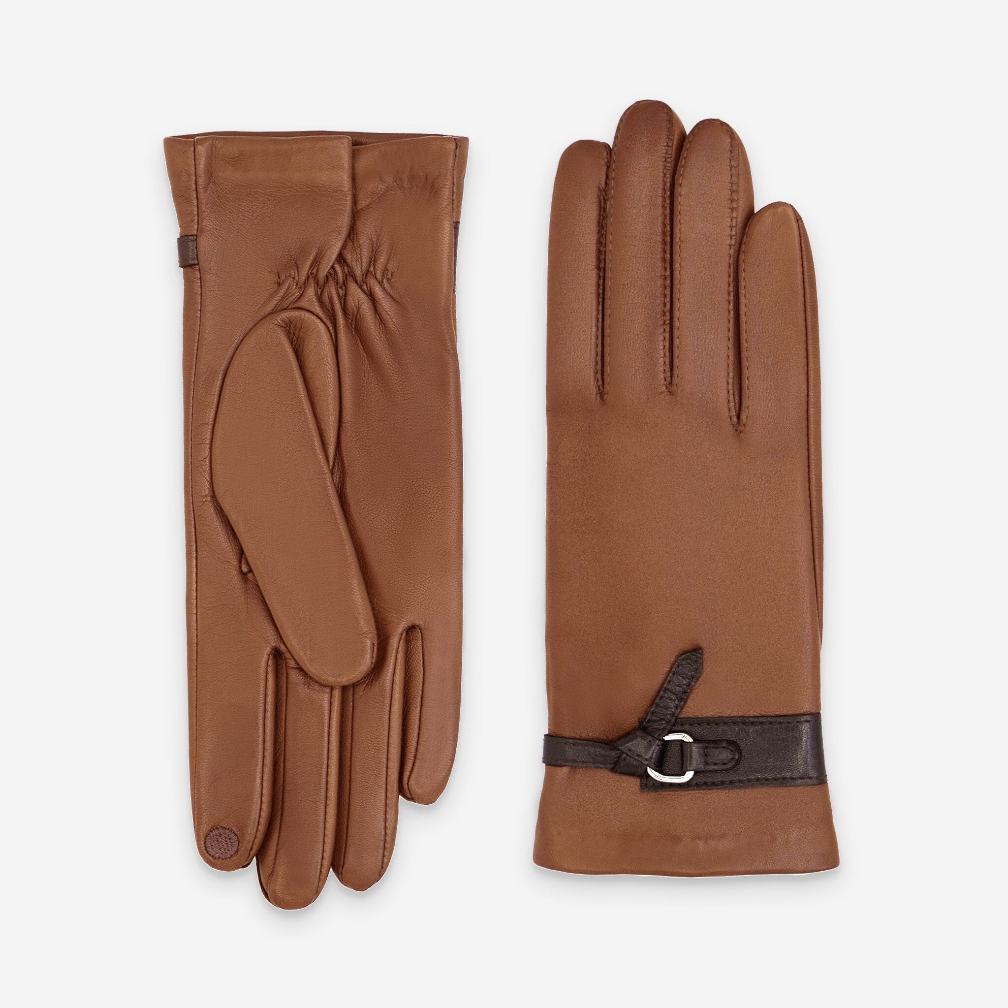 Gants cuir agneau-100% soie-21569SN Gants cuir femme prestige Glove Story Cork/Choco 6.5