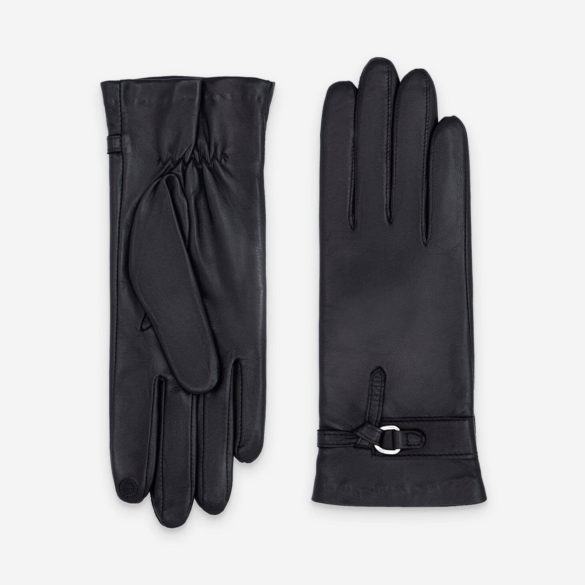 Gants cuir agneau-100% soie-21569SN Gants cuir femme prestige Glove Story Noir/Noir 6.5