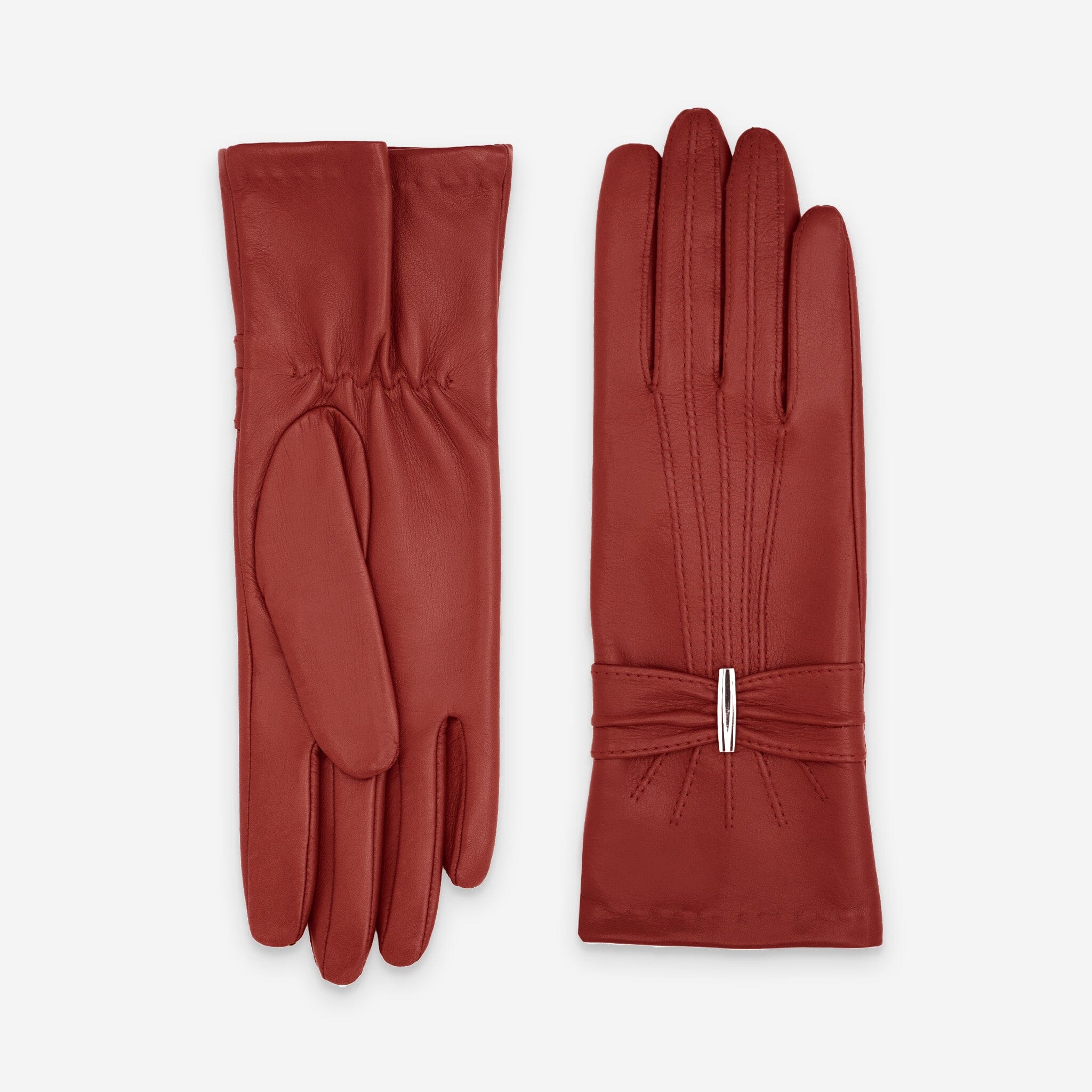 Gants cuir agneau-100% soie-21589SN Gants cuir femme prestige Glove Story Brique 6.5