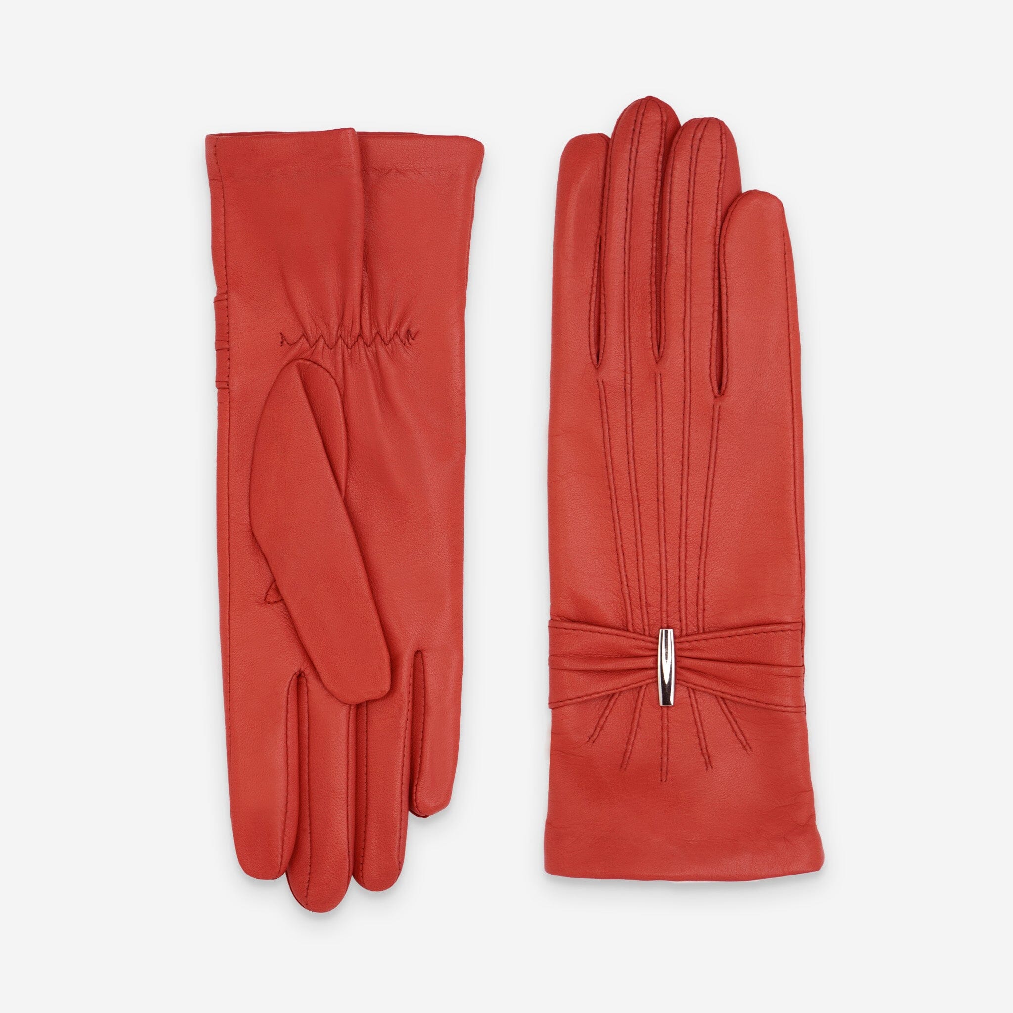 Gants cuir agneau-100% soie-21589SN Gants cuir femme prestige Glove Story Hot red 6.5