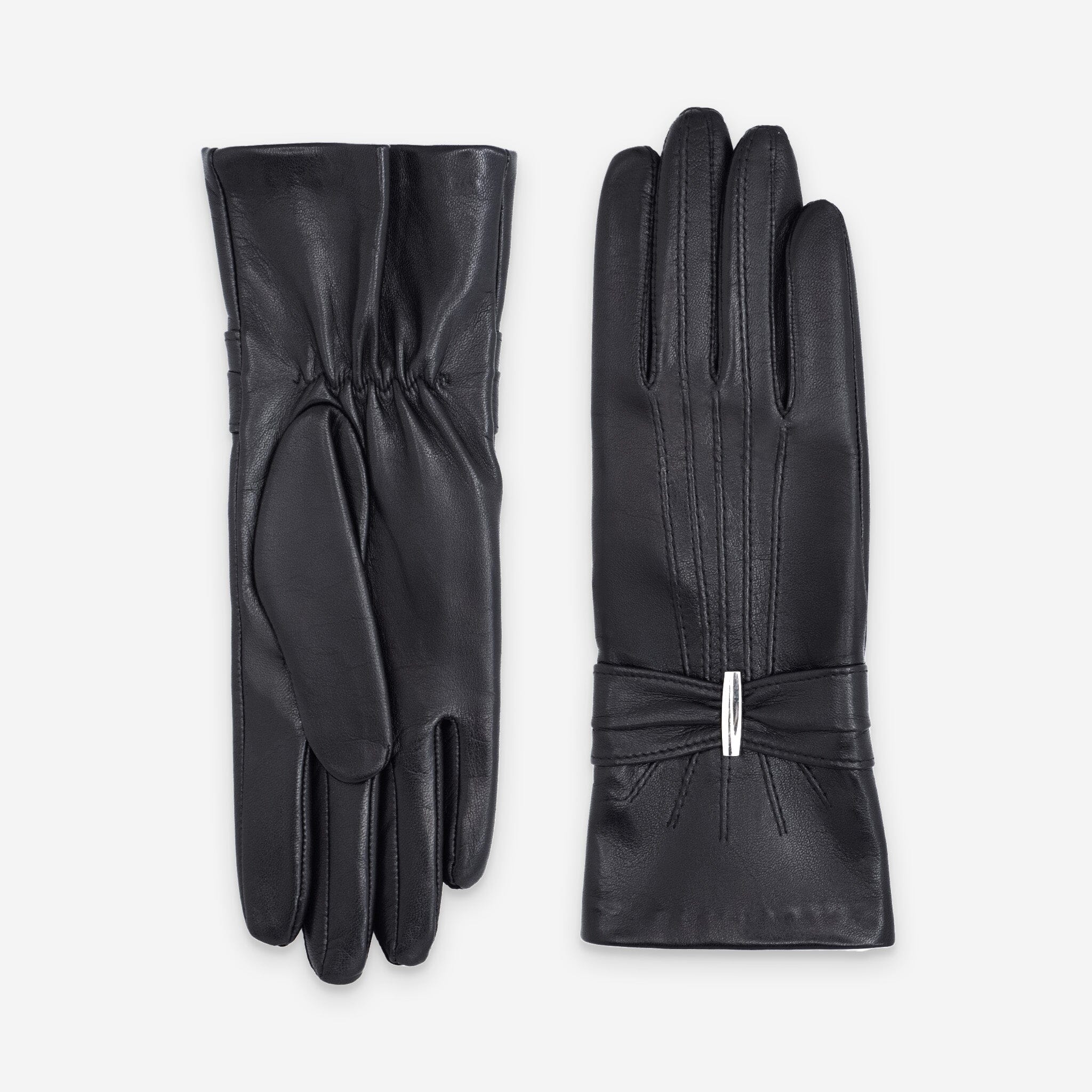 Gants cuir agneau-100% soie-21589SN Gants cuir femme prestige Glove Story Noir 6.5