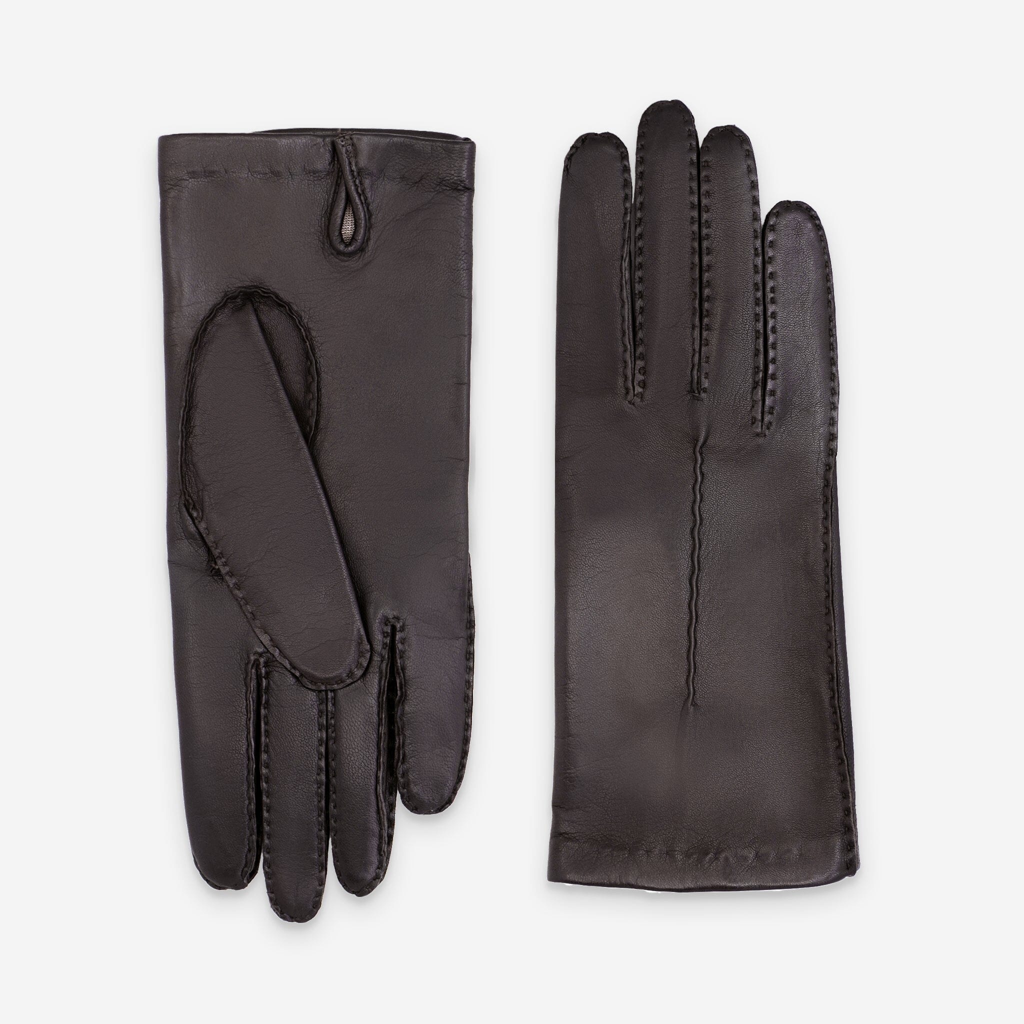 Gants cuir agneau-100% soie-21590SN Gants cuir femme prestige Glove Story Choco 6.5