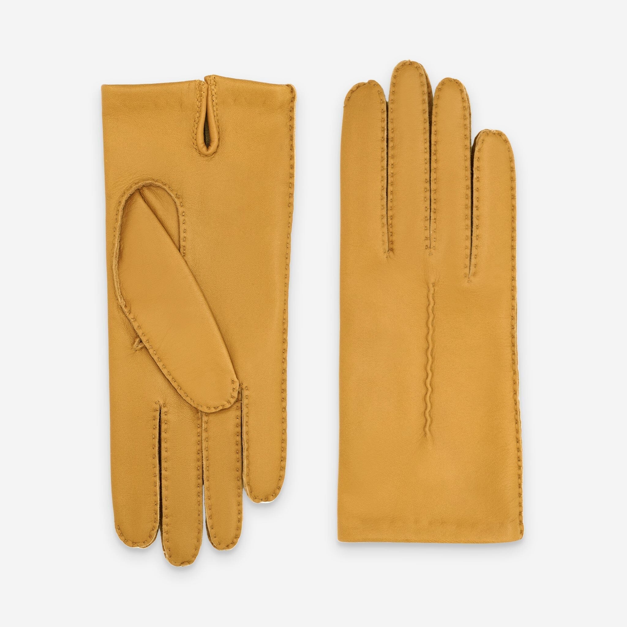 Gants cuir agneau-100% soie-21590SN Gants cuir femme prestige Glove Story Jaune foncé 6.5