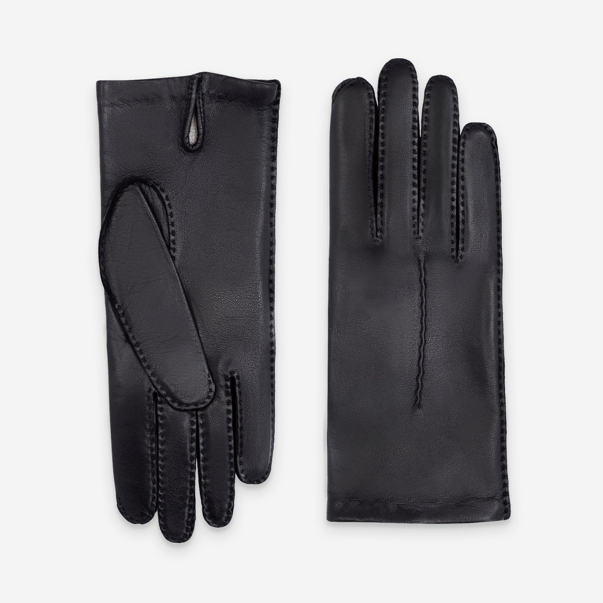 Gants cuir agneau-100% soie-21590SN Gants cuir femme prestige Glove Story Noir 6.5