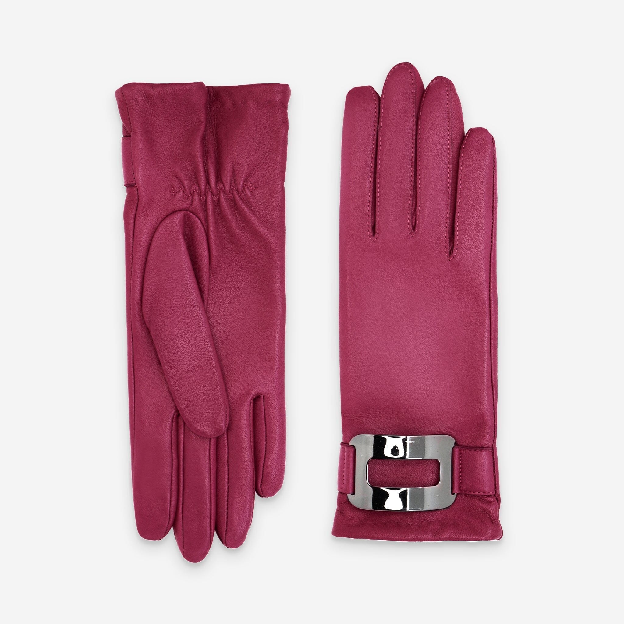 Gants cuir agneau-100% soie-21591SN Gants cuir femme prestige Glove Story Framboise 6.5