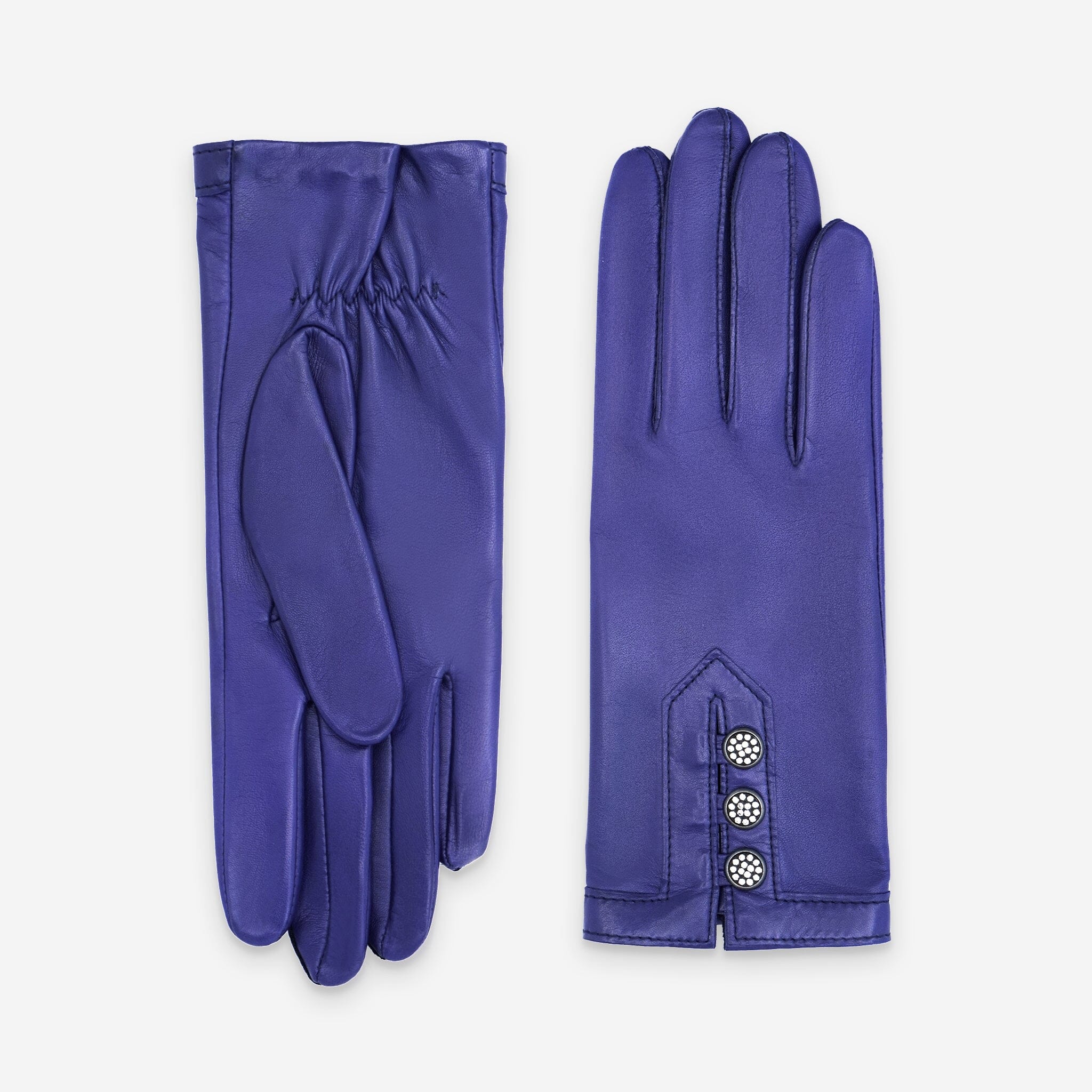 Gants cuir agneau-100% soie-21611SN Gants cuir femme prestige Glove Story Royal blue 6.5