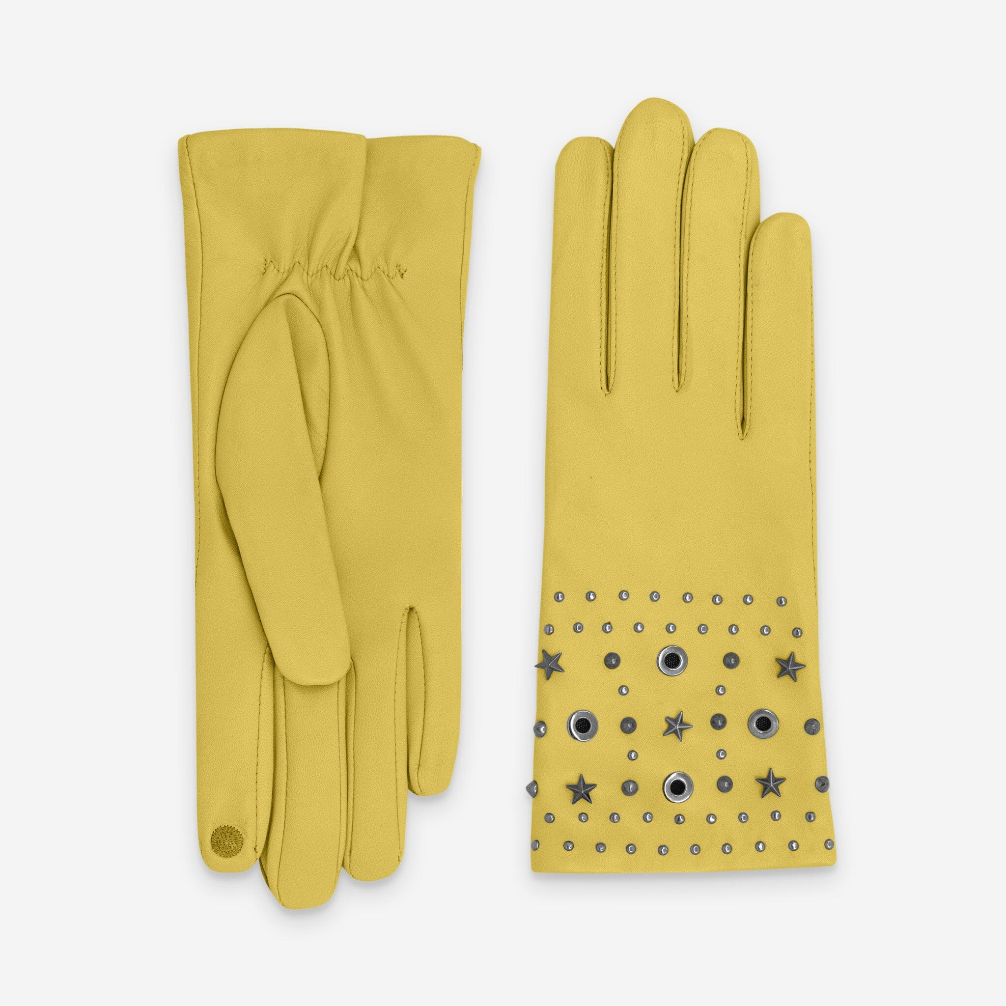 Gants cuir agneau-100% soie-21640SN Gants cuir femme prestige Glove Story Jaune 6.5