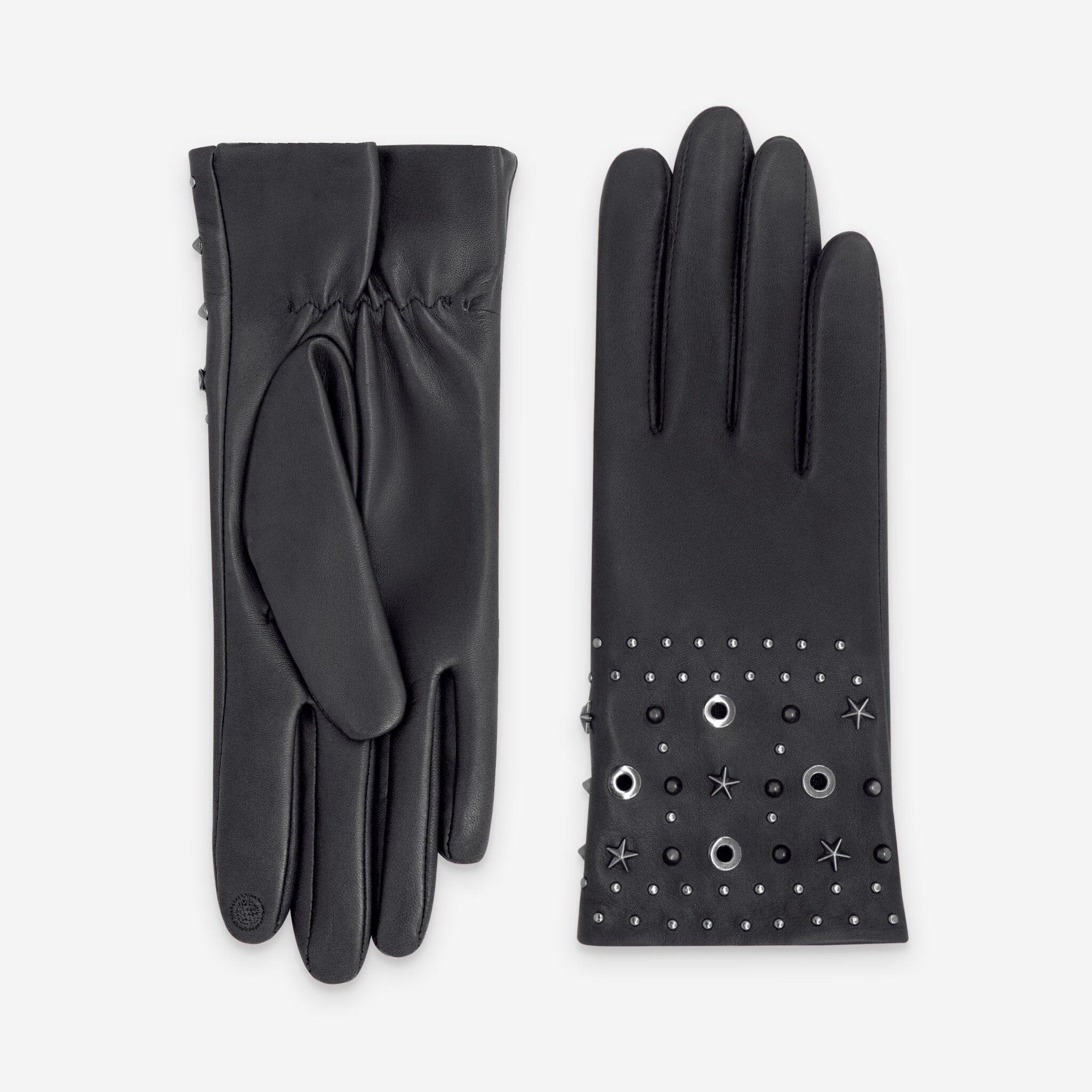 Gants cuir agneau-100% soie-21640SN Gants cuir femme prestige Glove Story Noir 6.5