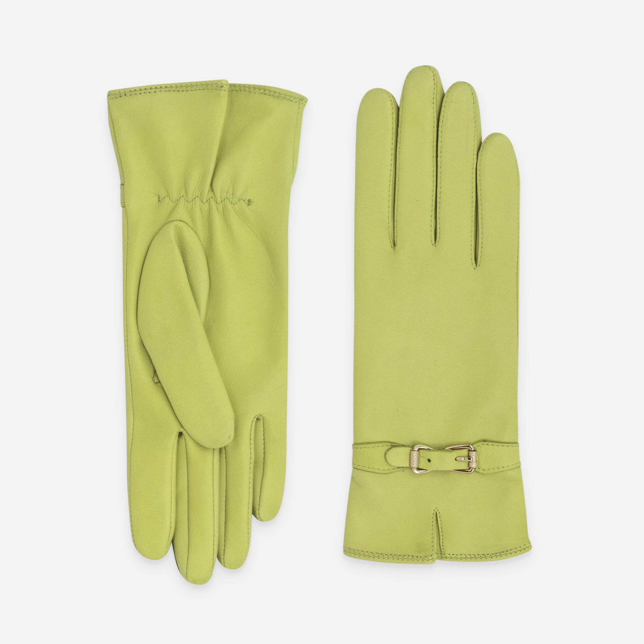 Gants cuir agneau-100% soie-21641SN Gants cuir femme prestige Glove Story Lime 6.5