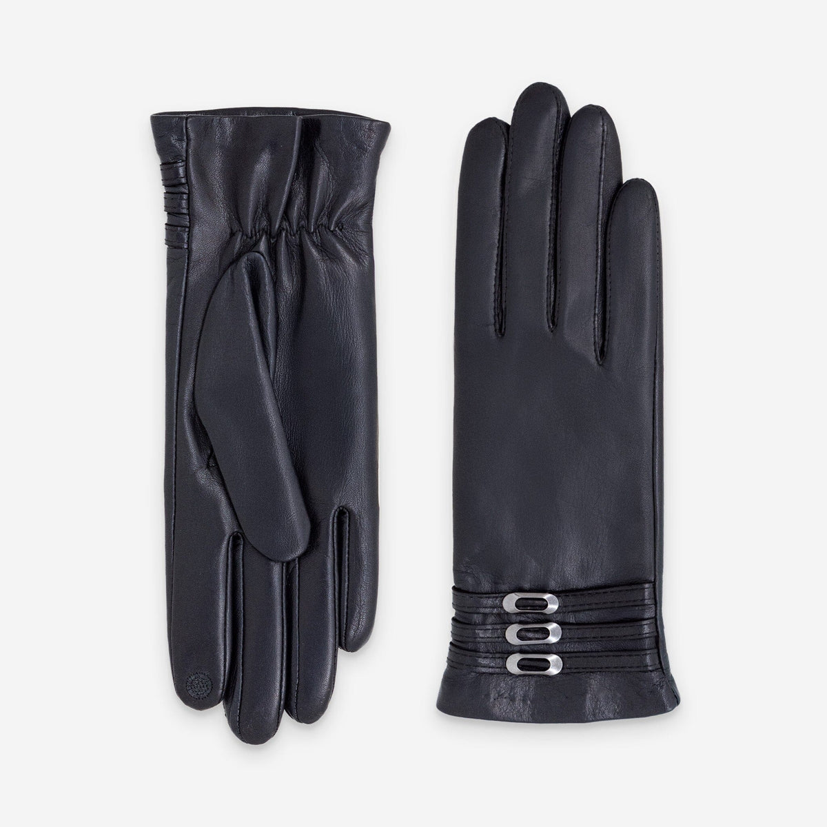 Gants cuir agneau-100% soie-21647SN Gants cuir femme prestige Glove Story Noir 6.5