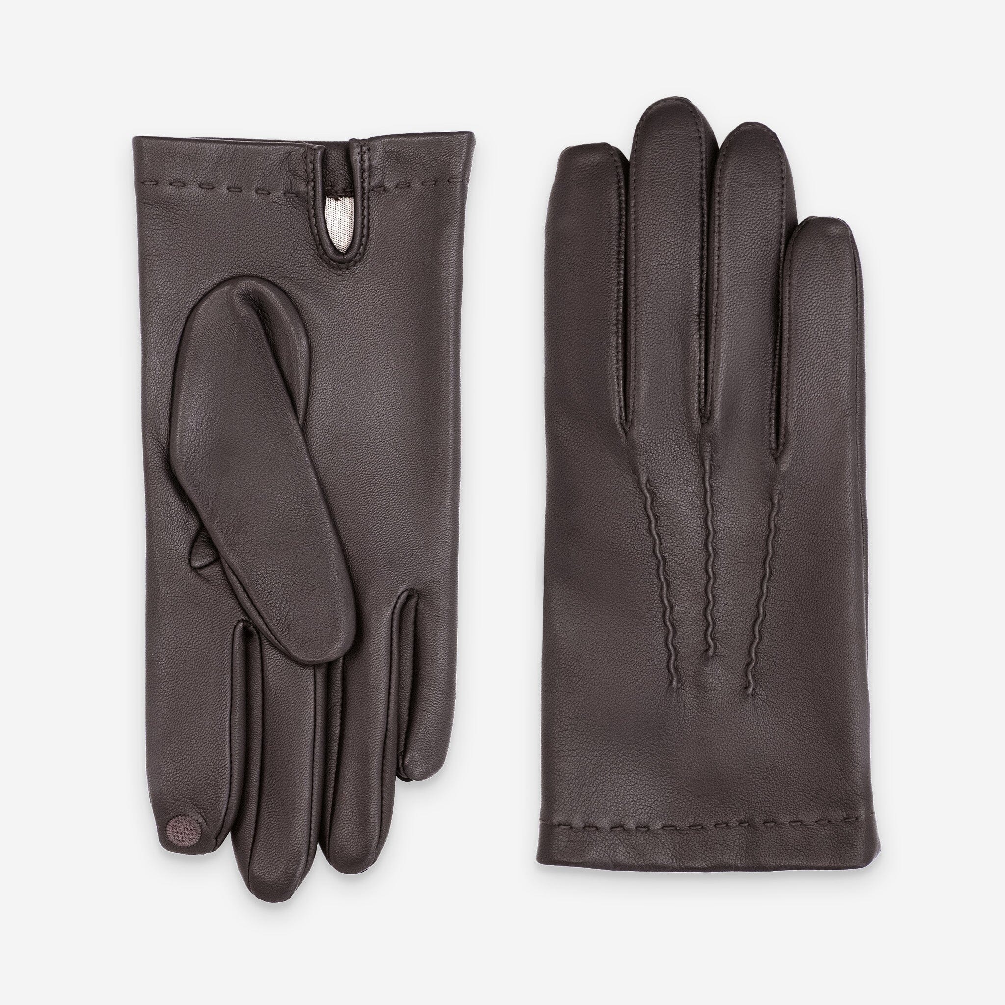 Gants cuir agneau-100% soie-22027ST Gants cuir homme prestige Glove Story Brun 7