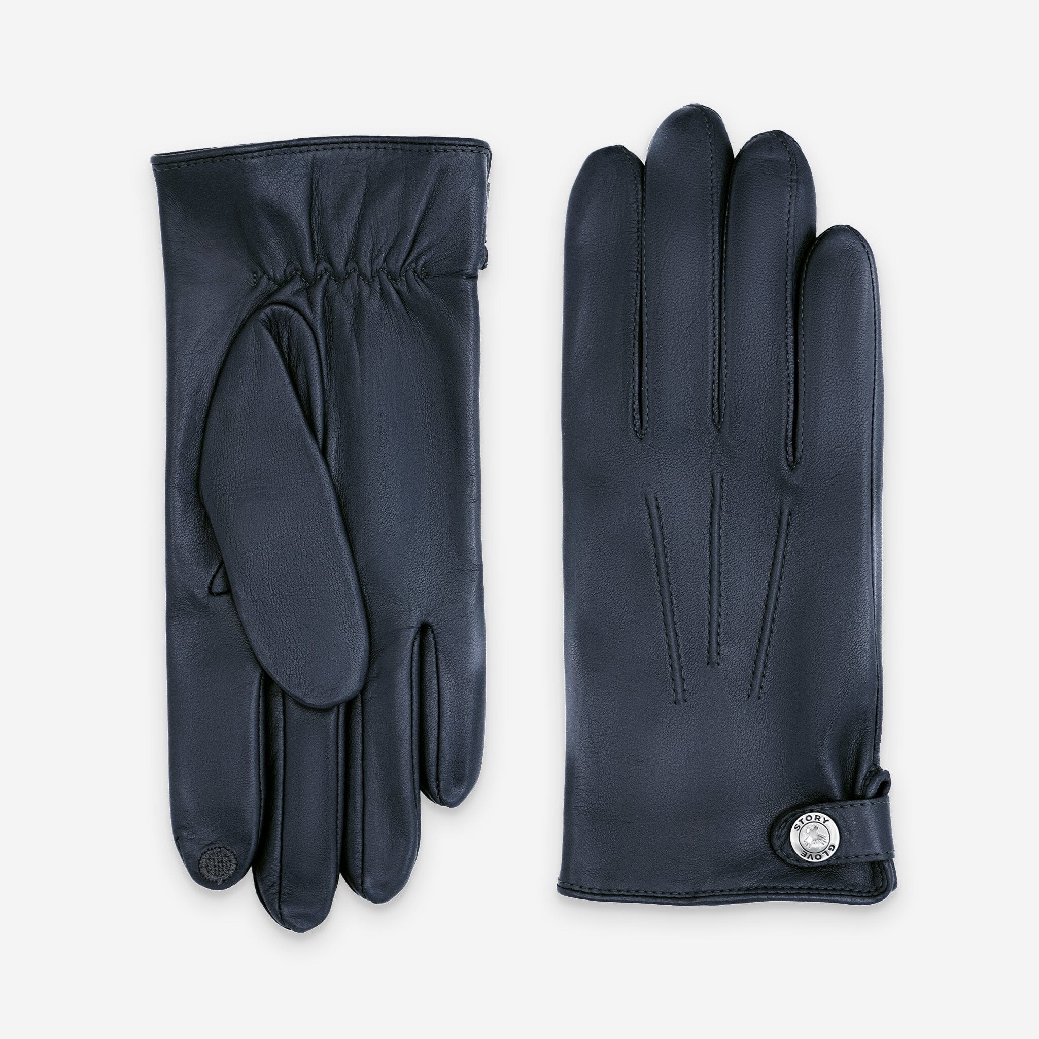 Gants cuir agneau-100% soie-22050ST Gants cuir homme prestige Glove Story Aluminium 7.5