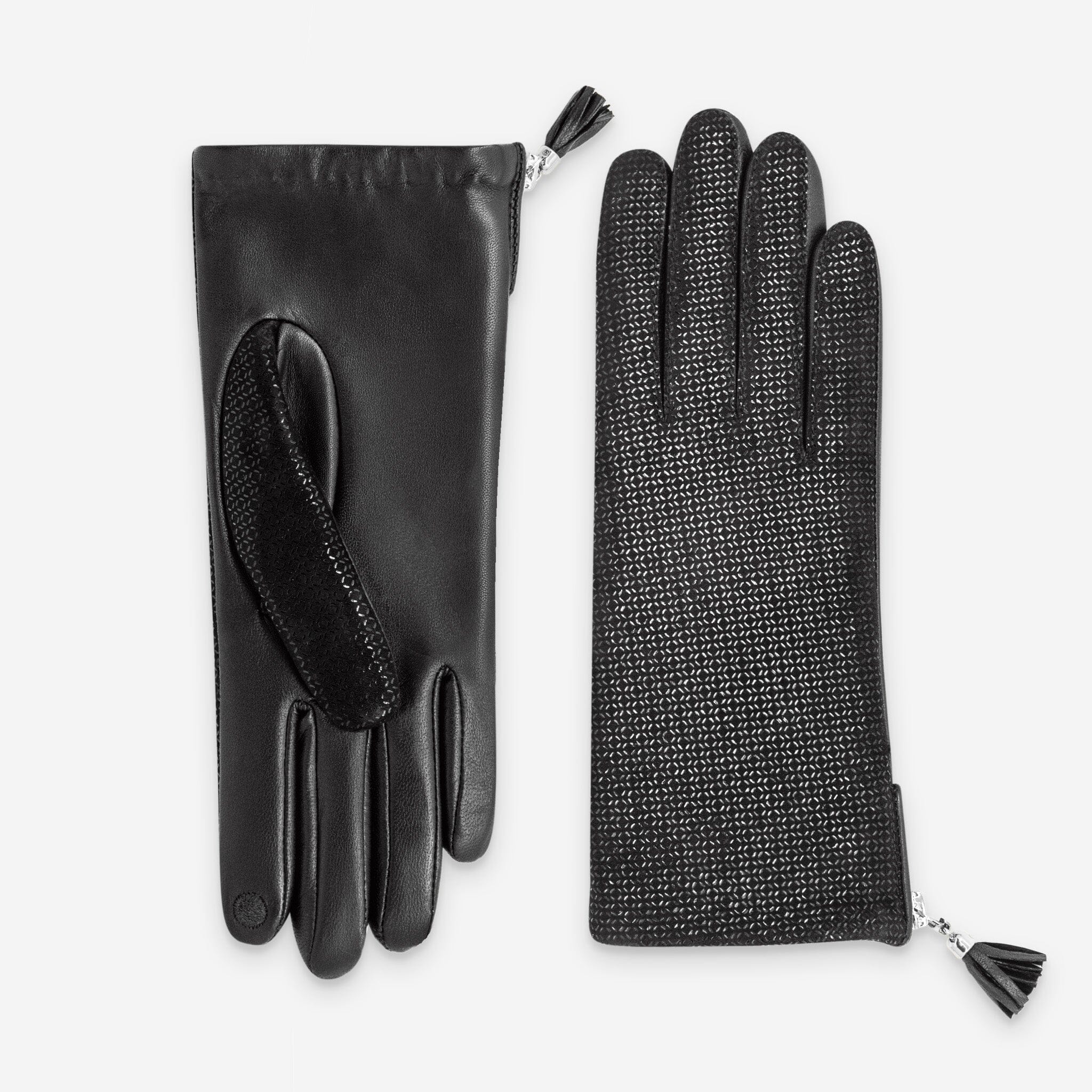 Gants cuir agneau-100% soie-53231SN Gants cuir femme prestige Glove Story Noir 6.5